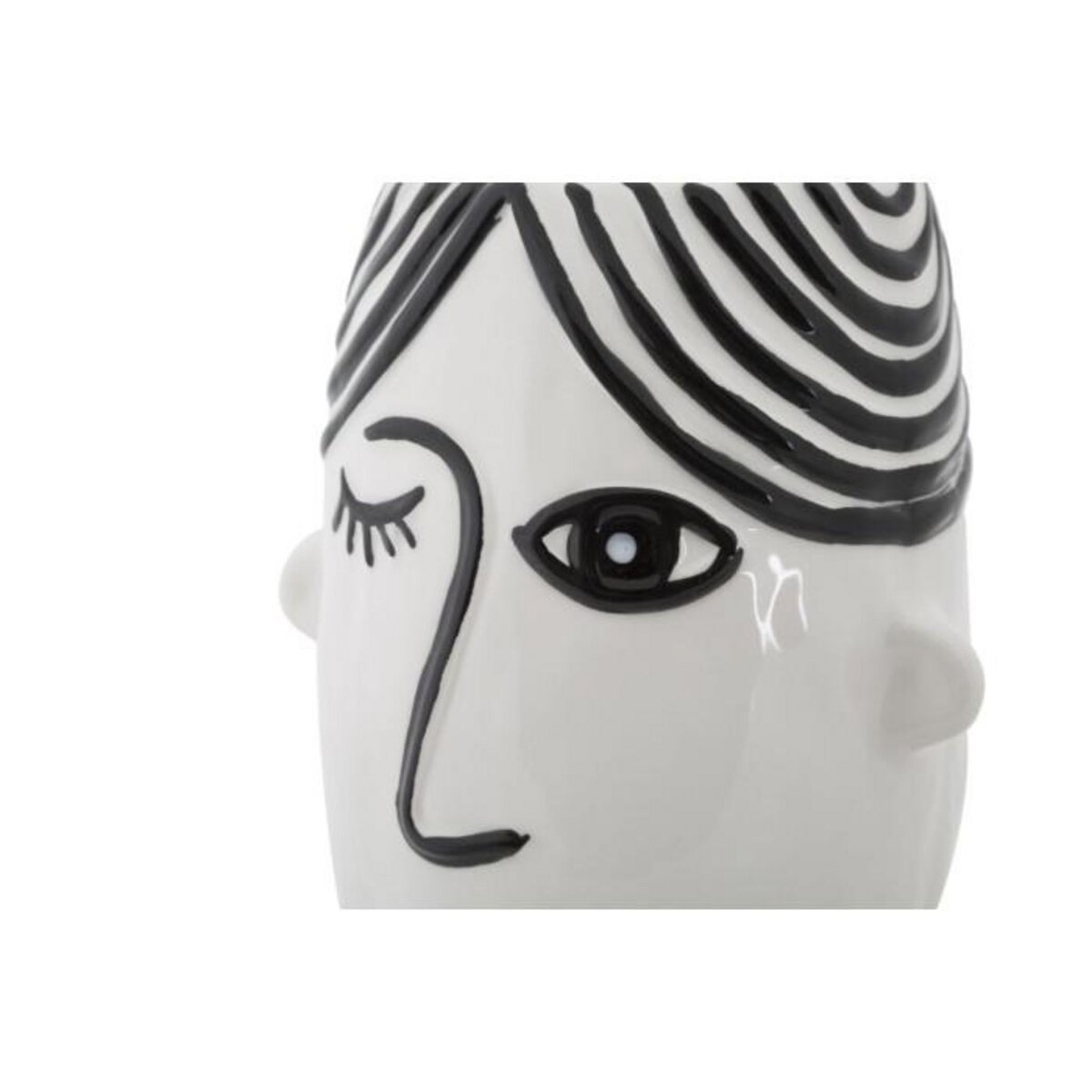 Paris Prix Vase Déco Visage en Porcelaine  Face  26cm Blanc & Noir