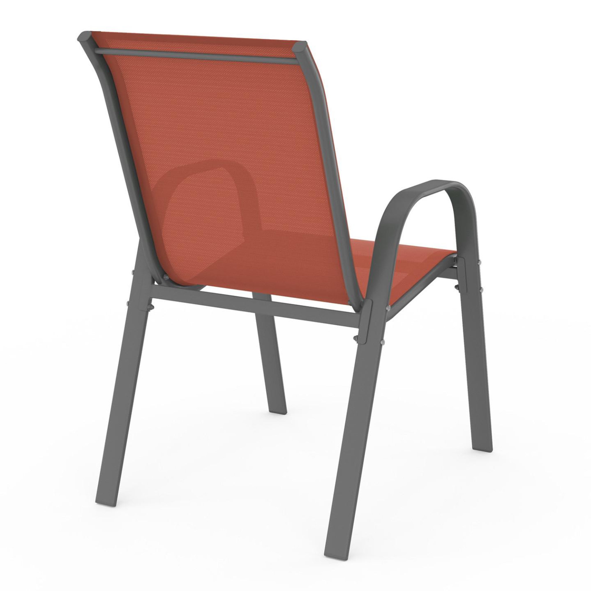 Voir la diapositive 5 : ID MARKET Lot de 6 chaises de jardin lyma métal et textilène empilables terracotta et gris