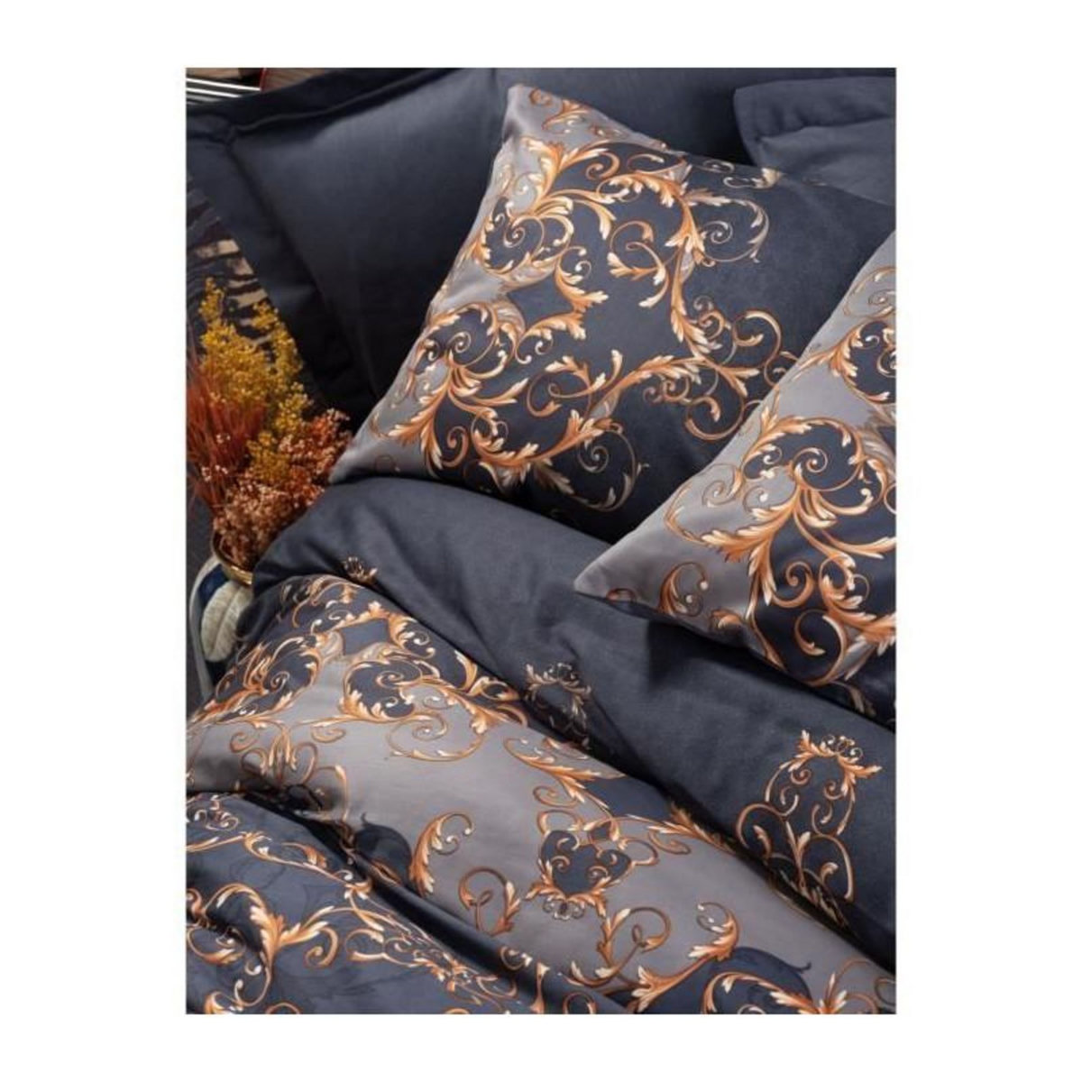 GENERIQUE Parure de lit - 129CTN63933 - 1 housse de couette 220 x 240 cm + 2 taies d'oreiller 60 x 60 cm - Satiné 100% coton - Bleu