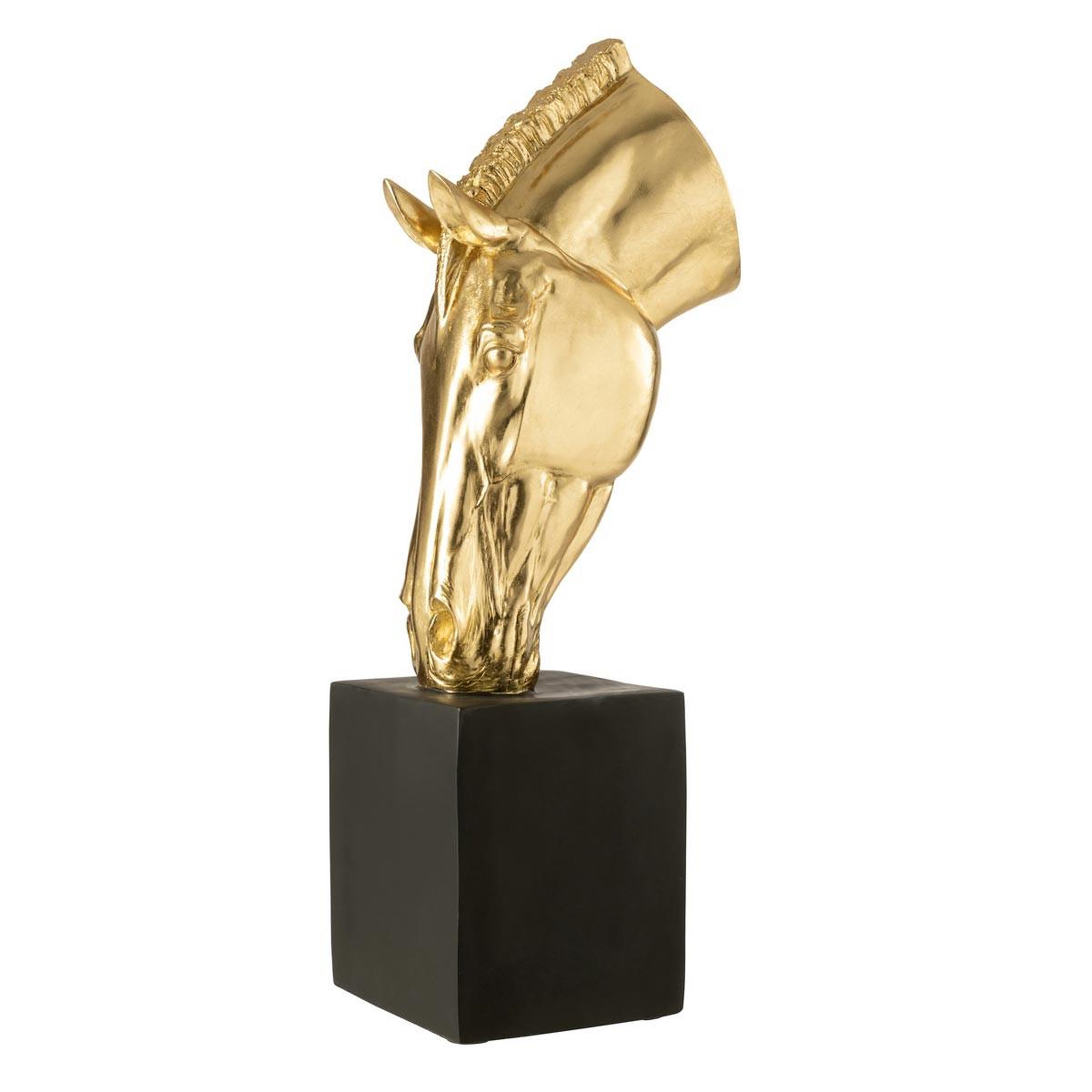J-LINE Tête de cheval sur socle  hollywood  95cm doré