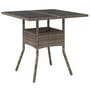 Voir la diapositive 2 : VIDAXL Table de jardin dessus en verre gris 80x80x75 cm resine tressee