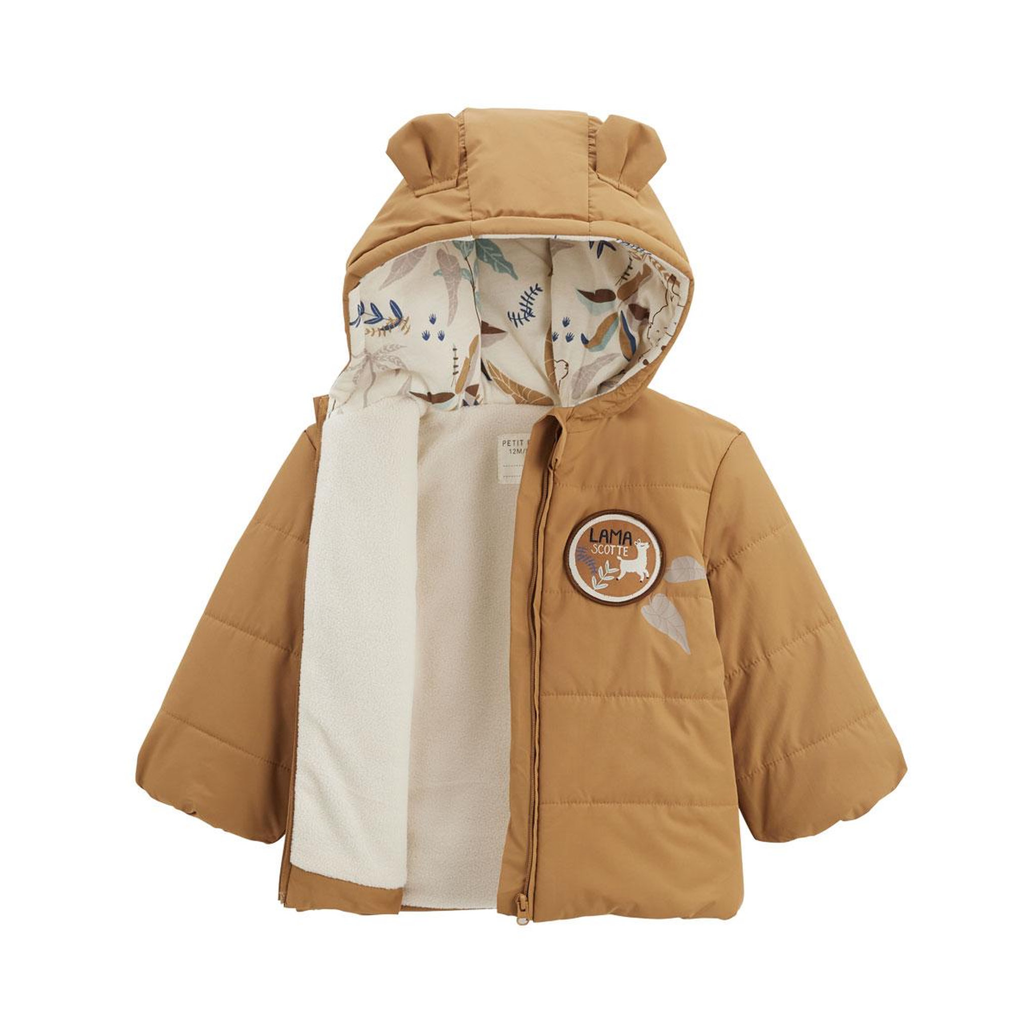 Voir la diapositive 3 : Petit Béguin Doudoune bébé intérieur polaire avec capuche lamascotte