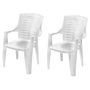 Voir la diapositive 1 : KZ GARDEN Lot de 2 Chaises de jardin Blanches EMPILABLES 50x60x91cm