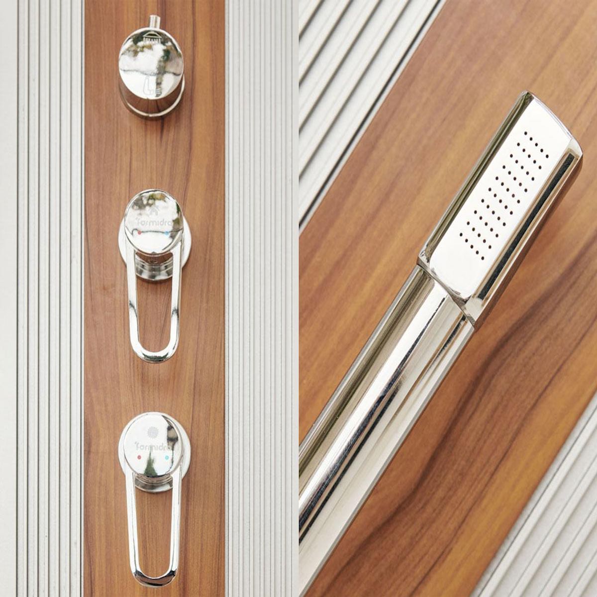 Formidra Douche solaire 40 L Dada Straight Inox habillage effet bois - Formidra