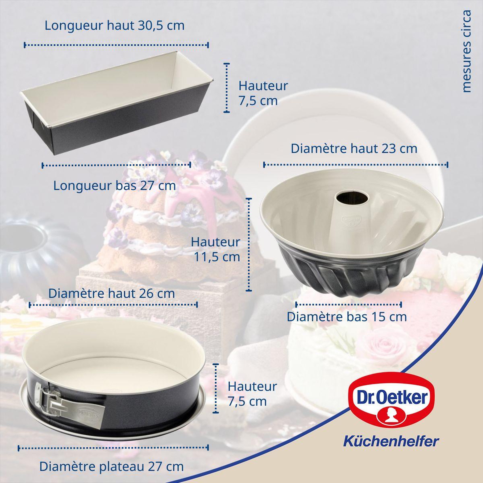 Voir la diapositive 4 : DR.OETKER Set de 3 moules à pâtisserie dr oetker back-trend