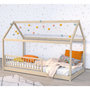 Voir la diapositive 2 : Lit cabane enfant en bois massif 90 x 190 cm avec sommier + barrière de lit LOUIS