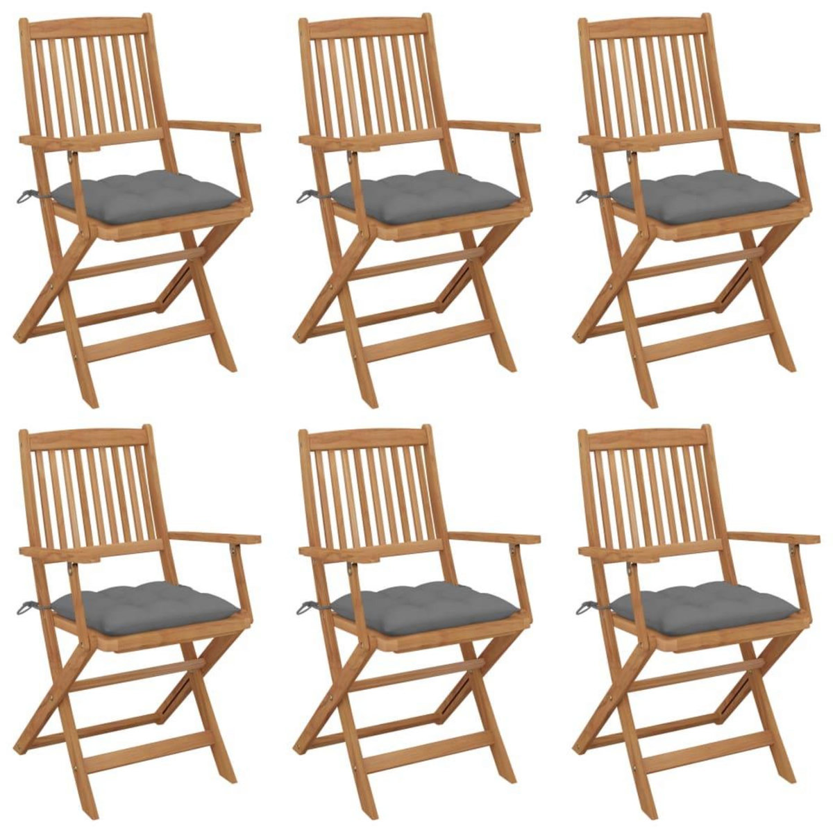 VIDAXL Chaises pliables de jardin lot de 6 avec coussins Bois d'acacia