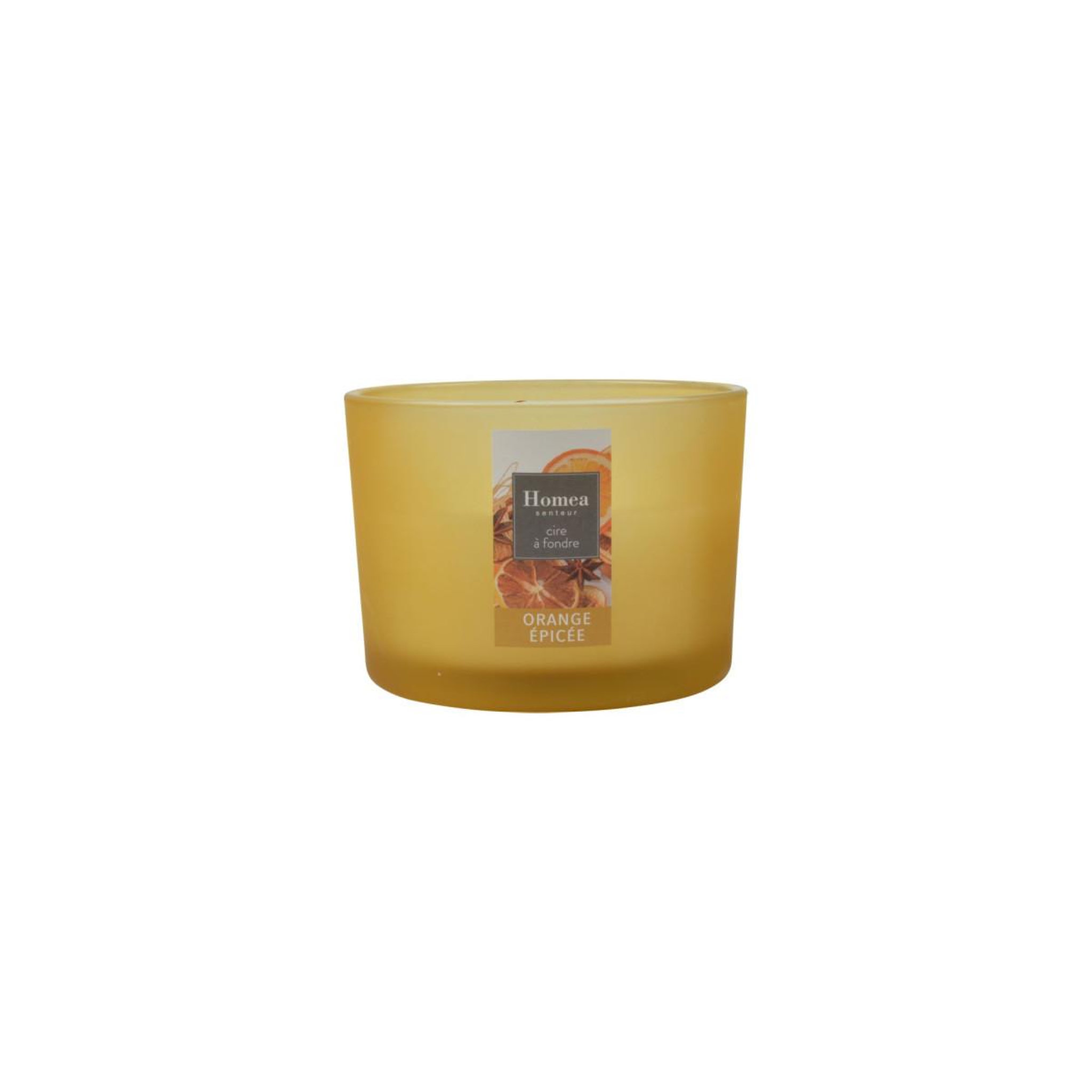 Voir la diapositive 2 : HOMEA Bougie verrine parfumée  essentiel ii  11cm orange epicée
