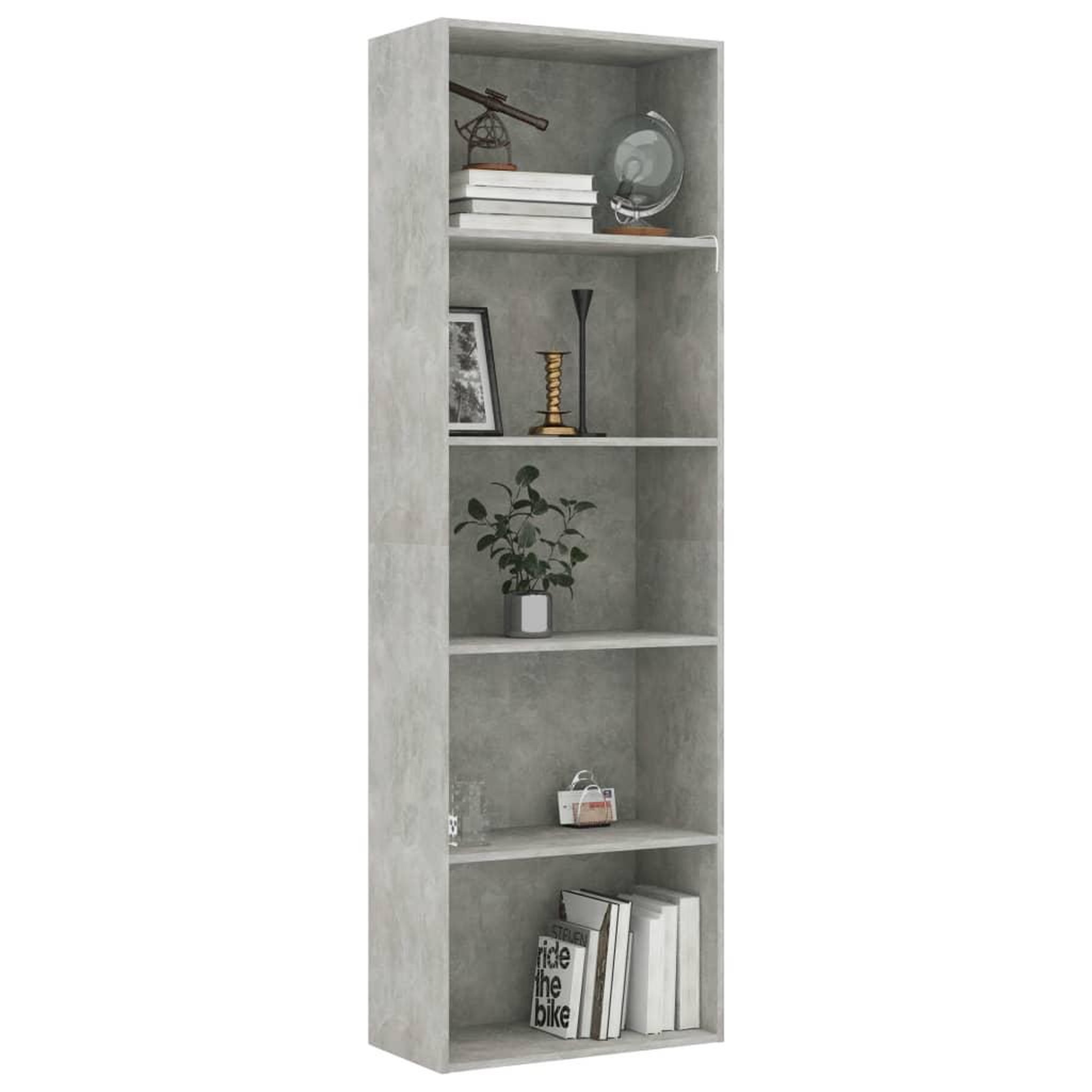 Voir la diapositive 3 : VIDAXL Bibliotheque a 5 niveaux Gris beton 60x30x189cm Bois ingenierie