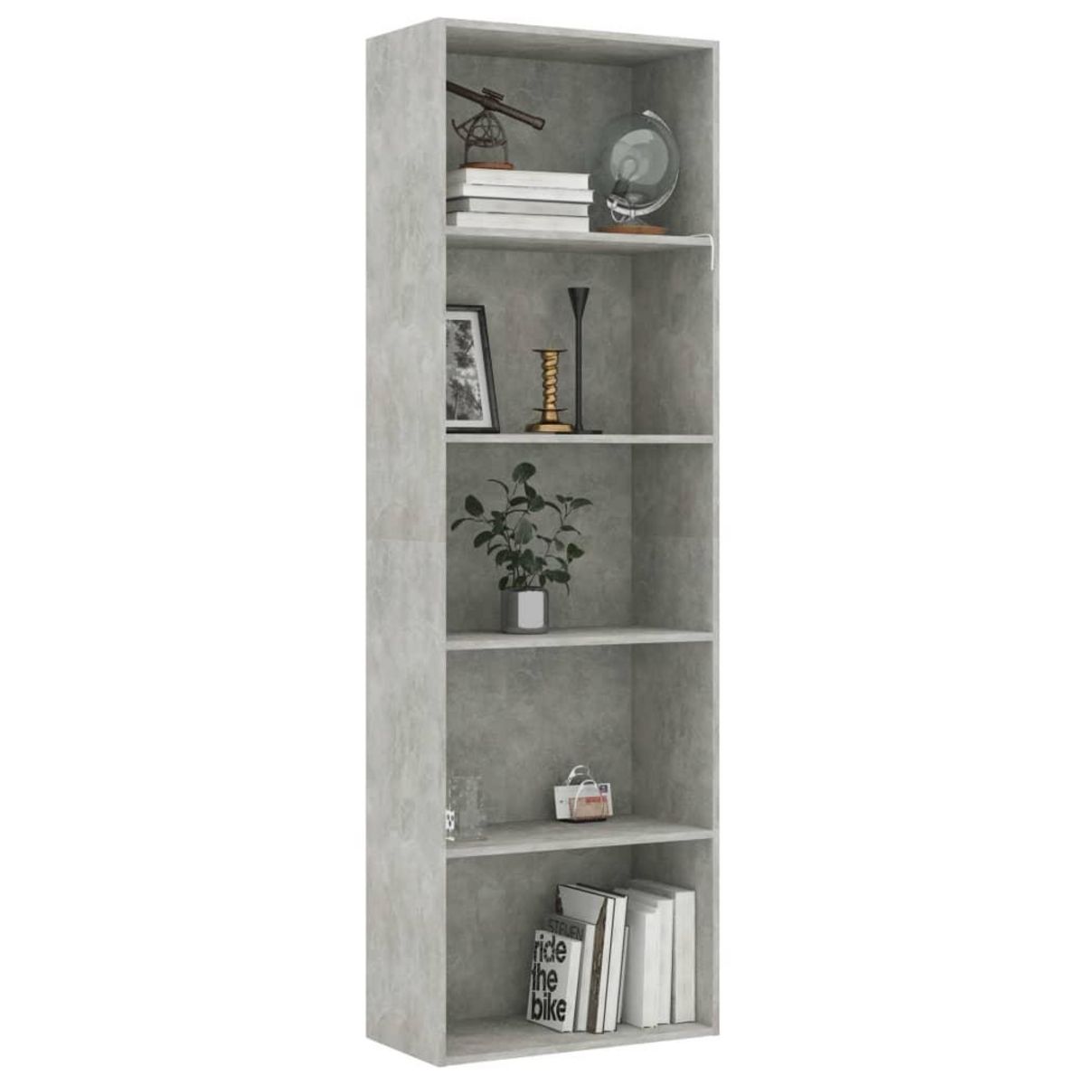 VIDAXL Bibliotheque a 5 niveaux Gris beton 60x30x189cm Bois ingenierie