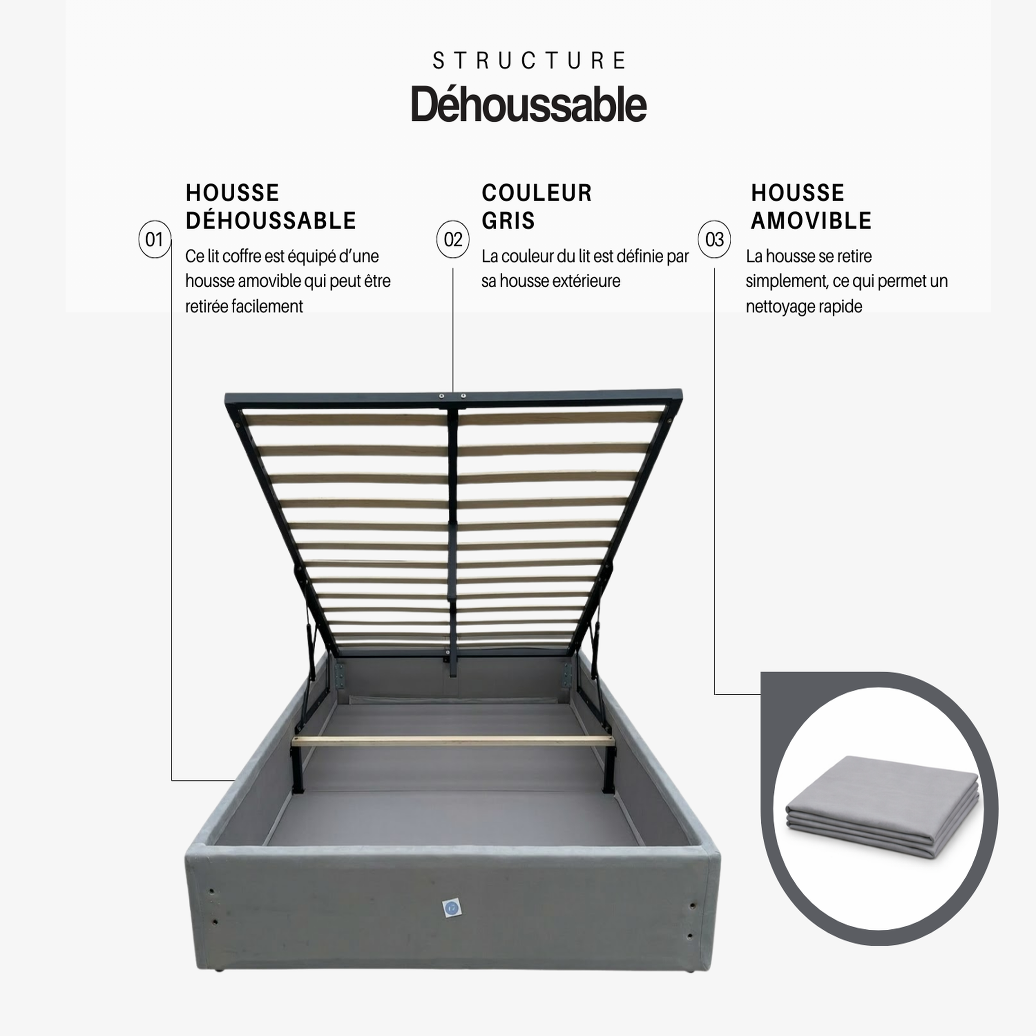 Voir la diapositive 5 : KING OF DREAMS Ensemble Lit Coffre et Matelas  Latex Accueil Moelleux