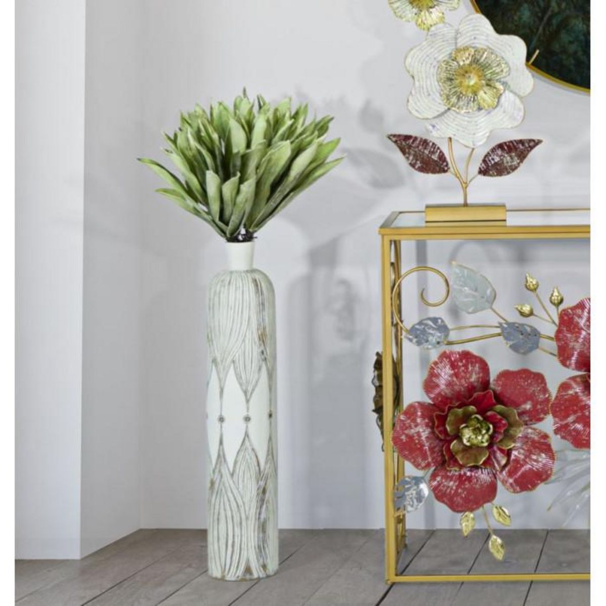 Paris Prix Vase Déco à Motifs  Atene  74cm Blanc