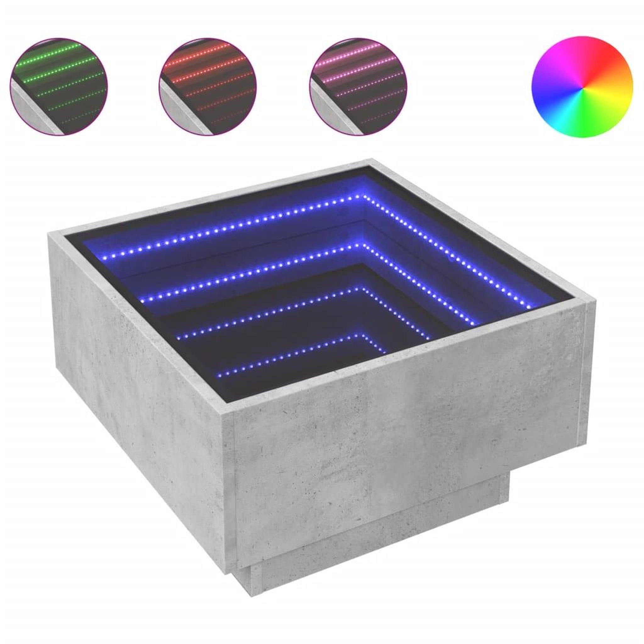 Voir la diapositive 2 : VIDAXL Table basse avec LED gris beton 50x50x30 cm bois d'ingenierie