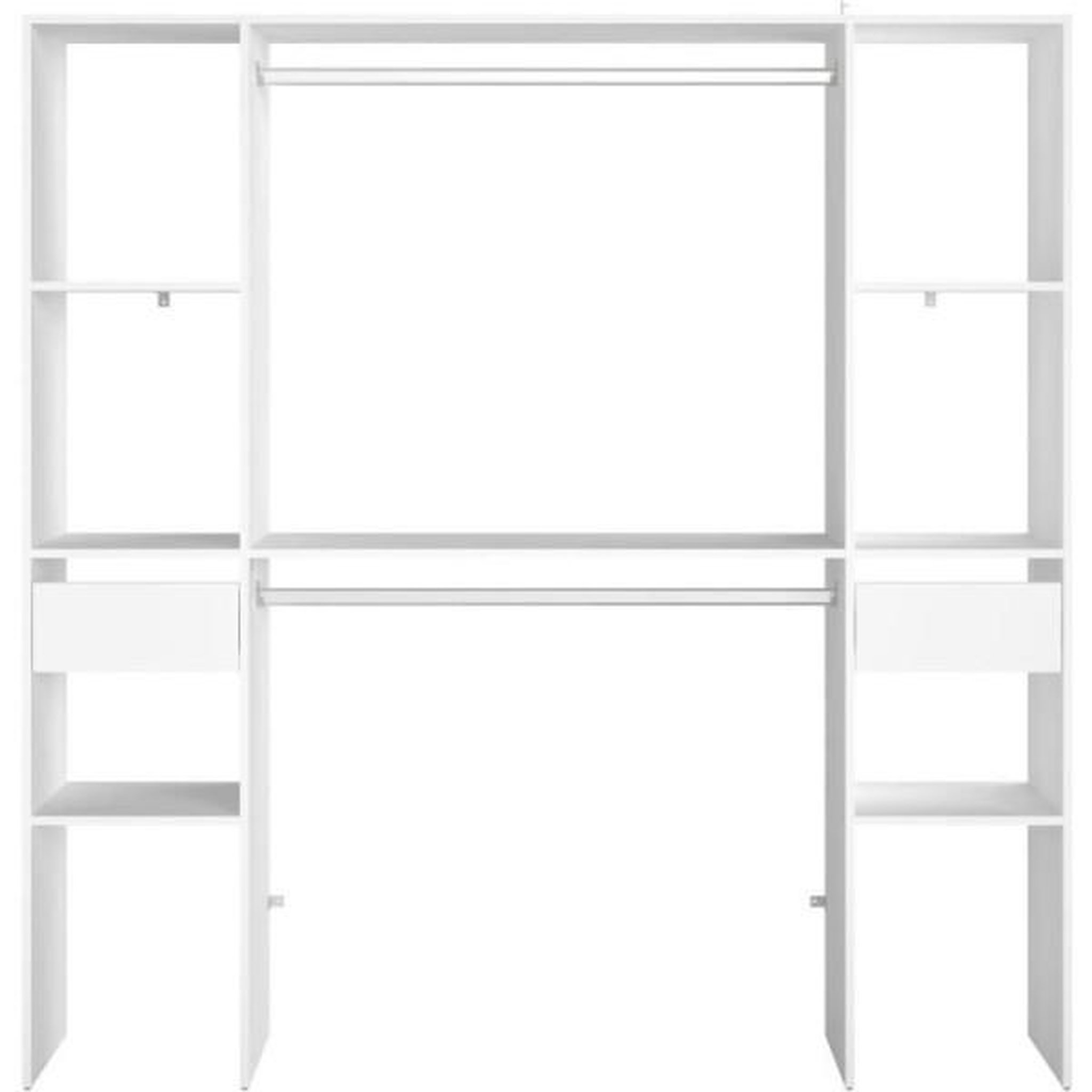 Voir la diapositive 3 : MARKET24 Kit dressing ARTIC EKIPA - Décor mélaminé blanc - 2 penderies + 2 tiroirs - L176 x P40 x H180 cm -Fabriqué en France