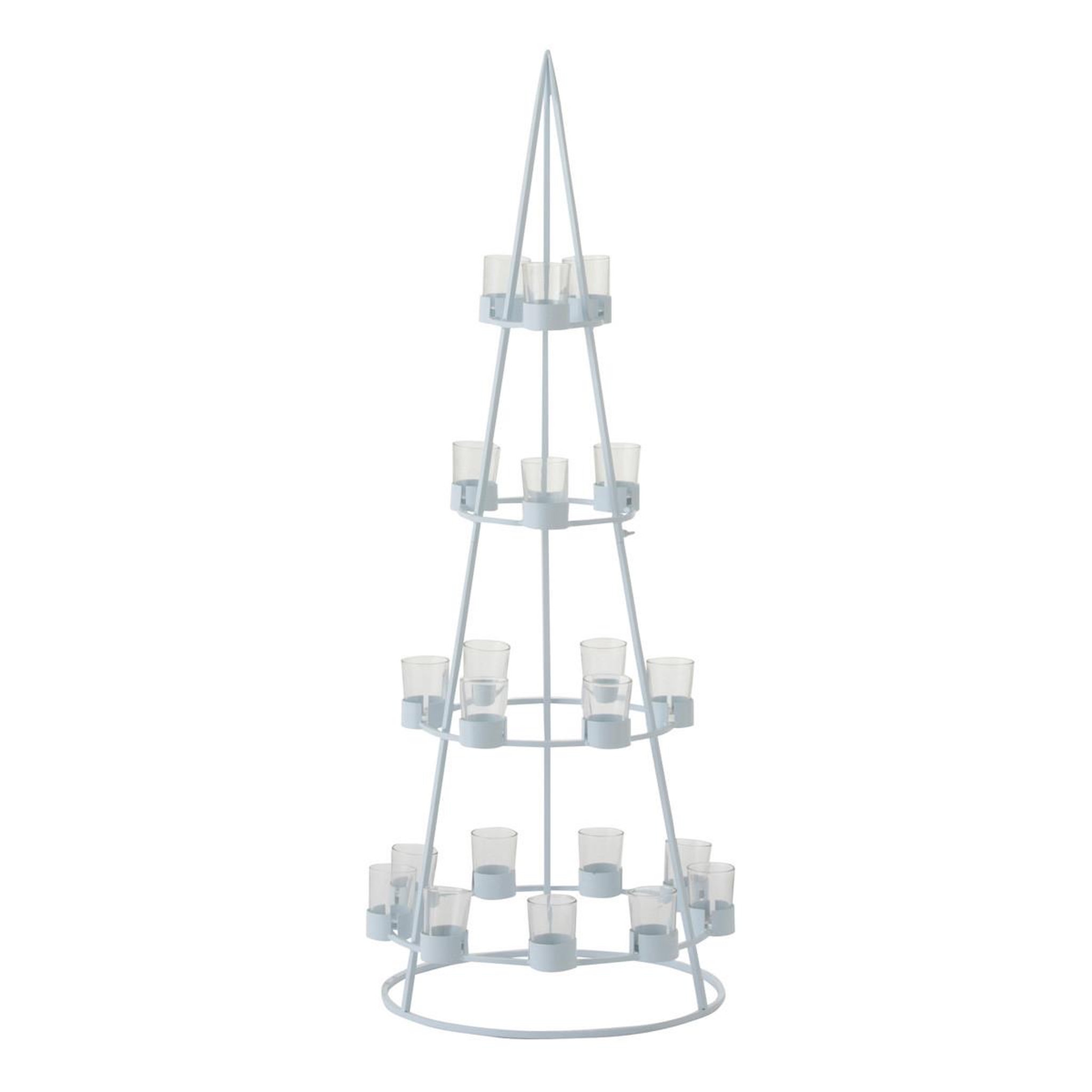 Voir la diapositive 1 : J-LINE Arbre Déco en Métal  21 Photophores  110cm Blanc