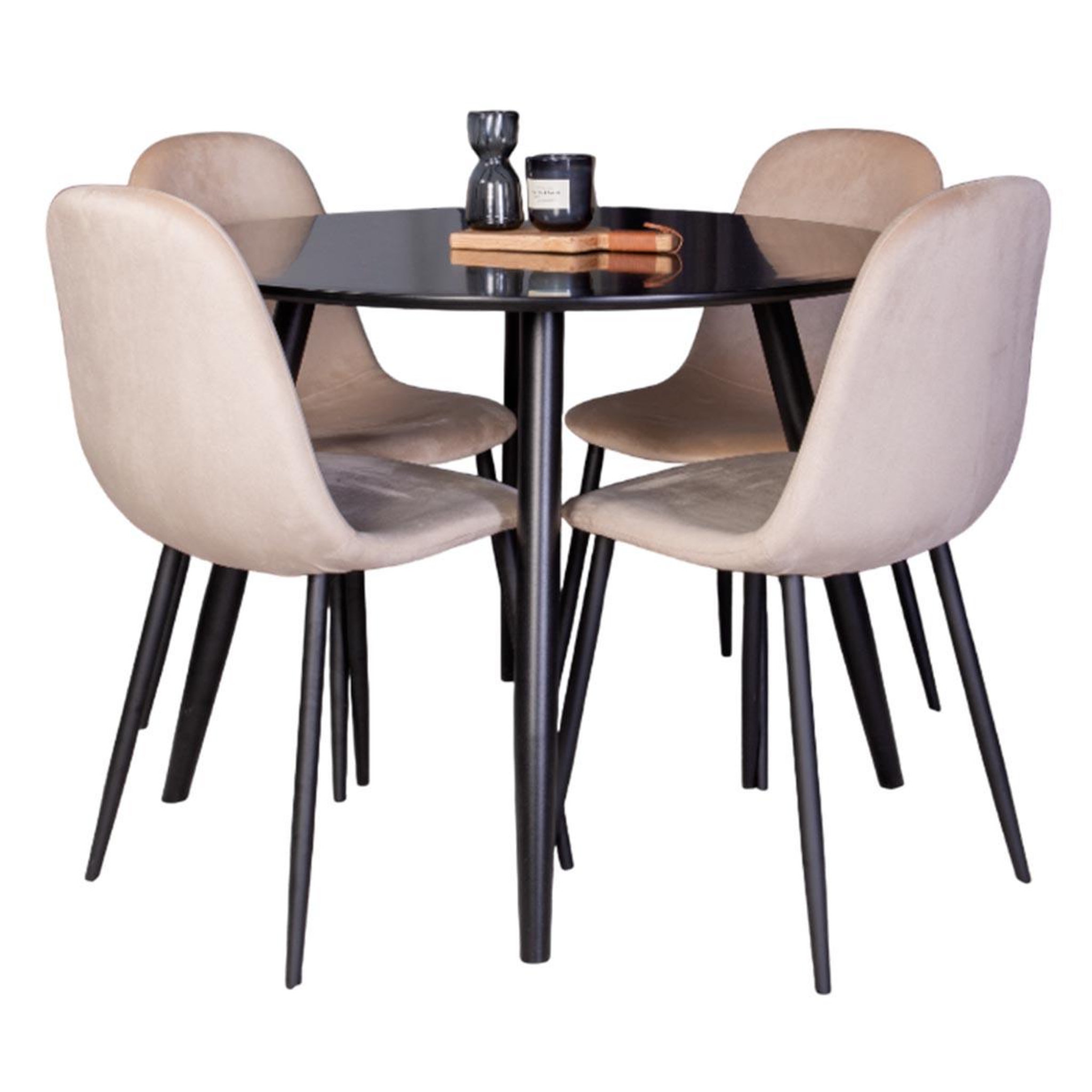 Paris Prix Ensemble table à manger & 4 chaises  plaza & polar i  100cm noir & beige