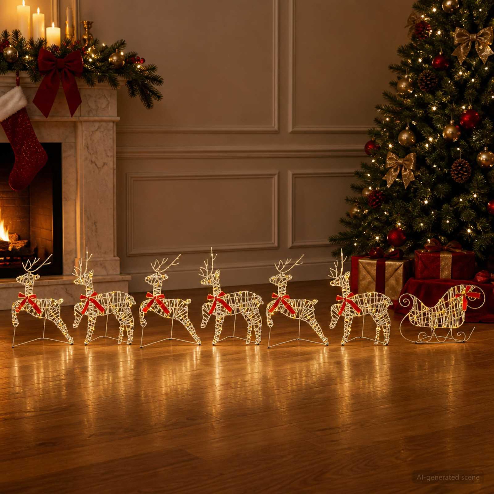 Voir la diapositive 4 : VIDAXL Renne de Noël avec traîneau 7 pc 140 LED Blanc chaud