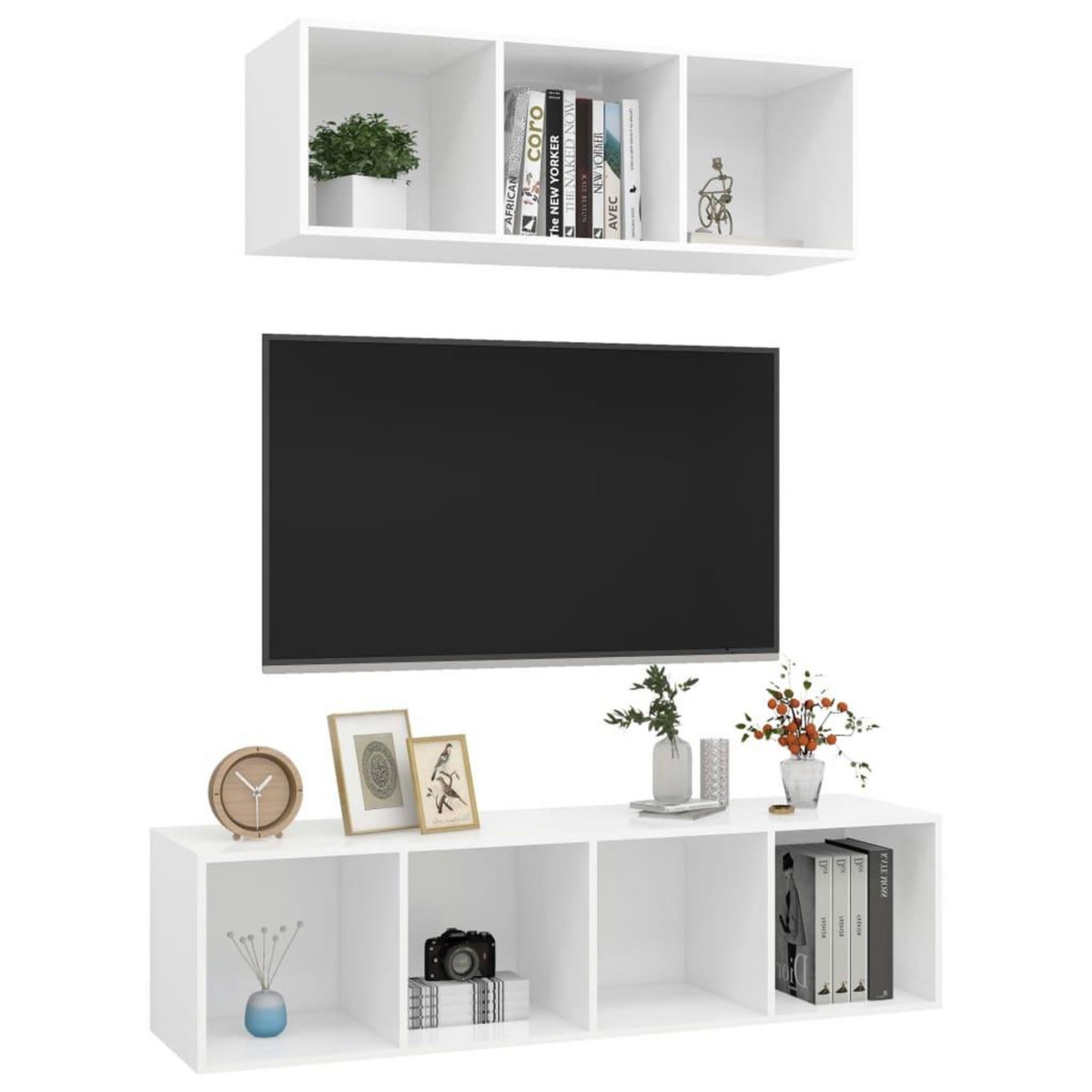 VIDAXL Ensemble de meuble TV 2 pcs Blanc Bois d'ingenierie