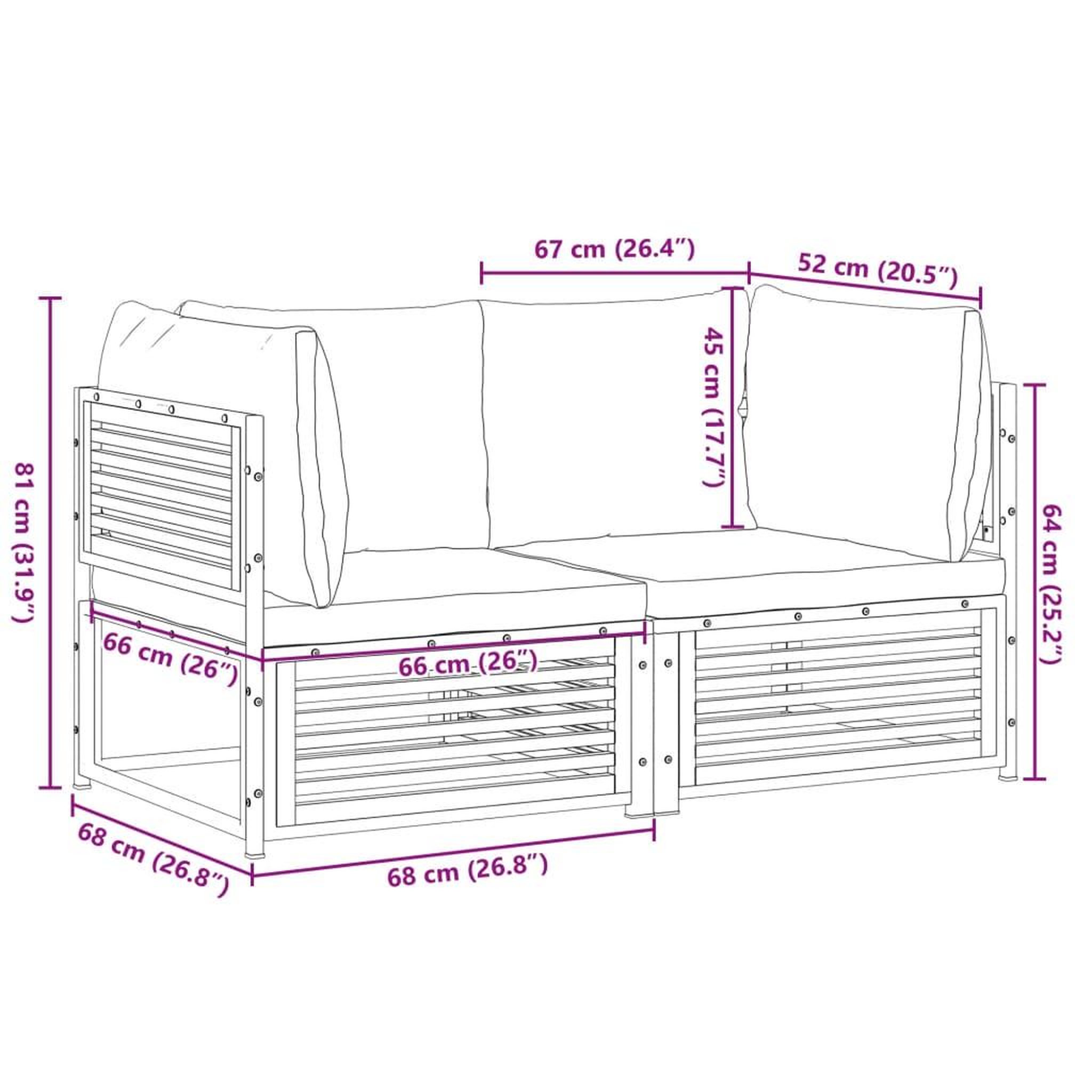 Voir la diapositive 6 : VIDAXL Salon de jardin avec coussins 2 pcs bois massif acacia