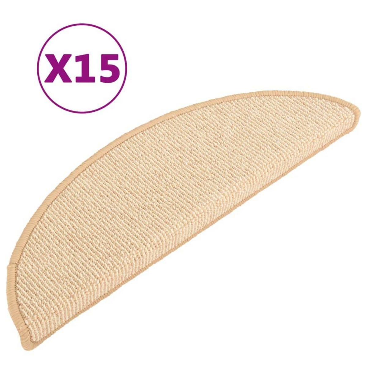 VIDAXL Tapis de marches d'escalier 15 pcs Creme 56x17x3 cm