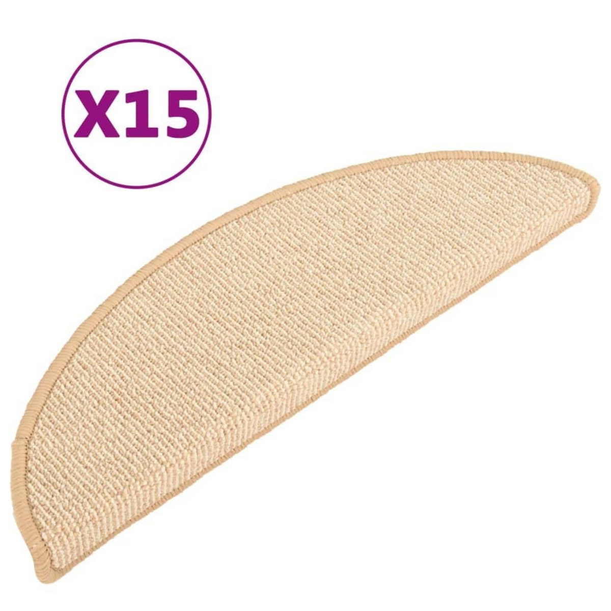 VIDAXL Tapis de marches d'escalier 15 pcs Creme 56x17x3 cm