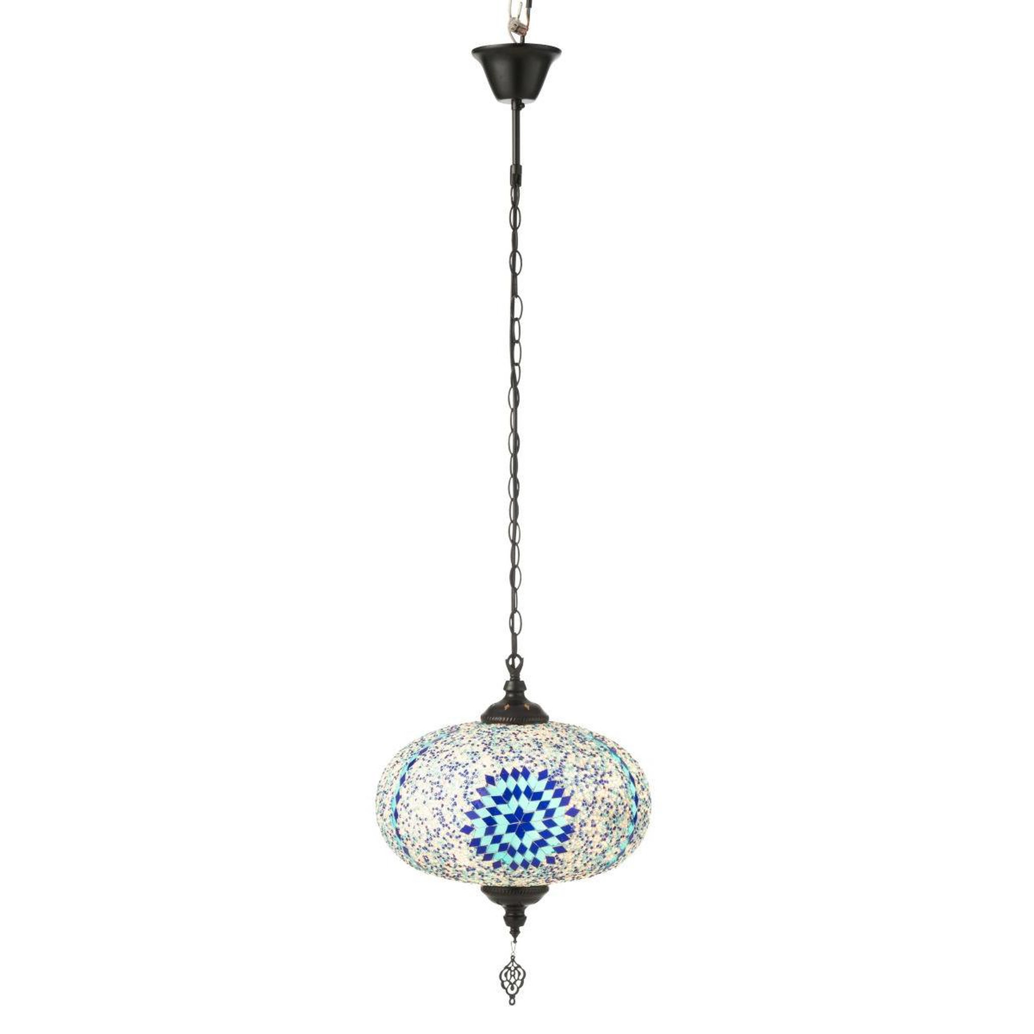 Voir la diapositive 3 : J-LINE Lampe suspension mosaïque  neal  30cm bleu