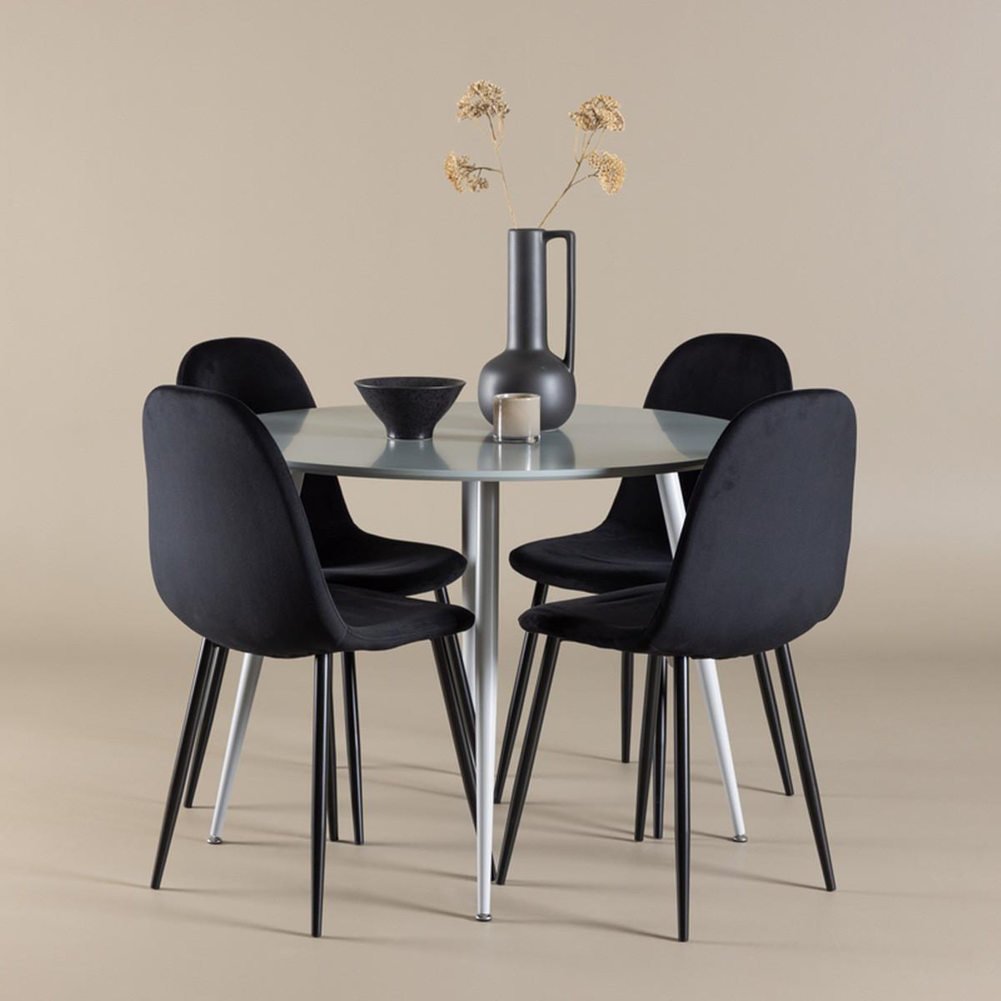 Voir la diapositive 6 : Paris Prix Ensemble table à manger & 4 chaises  plaza & polar  120cm gris & noir