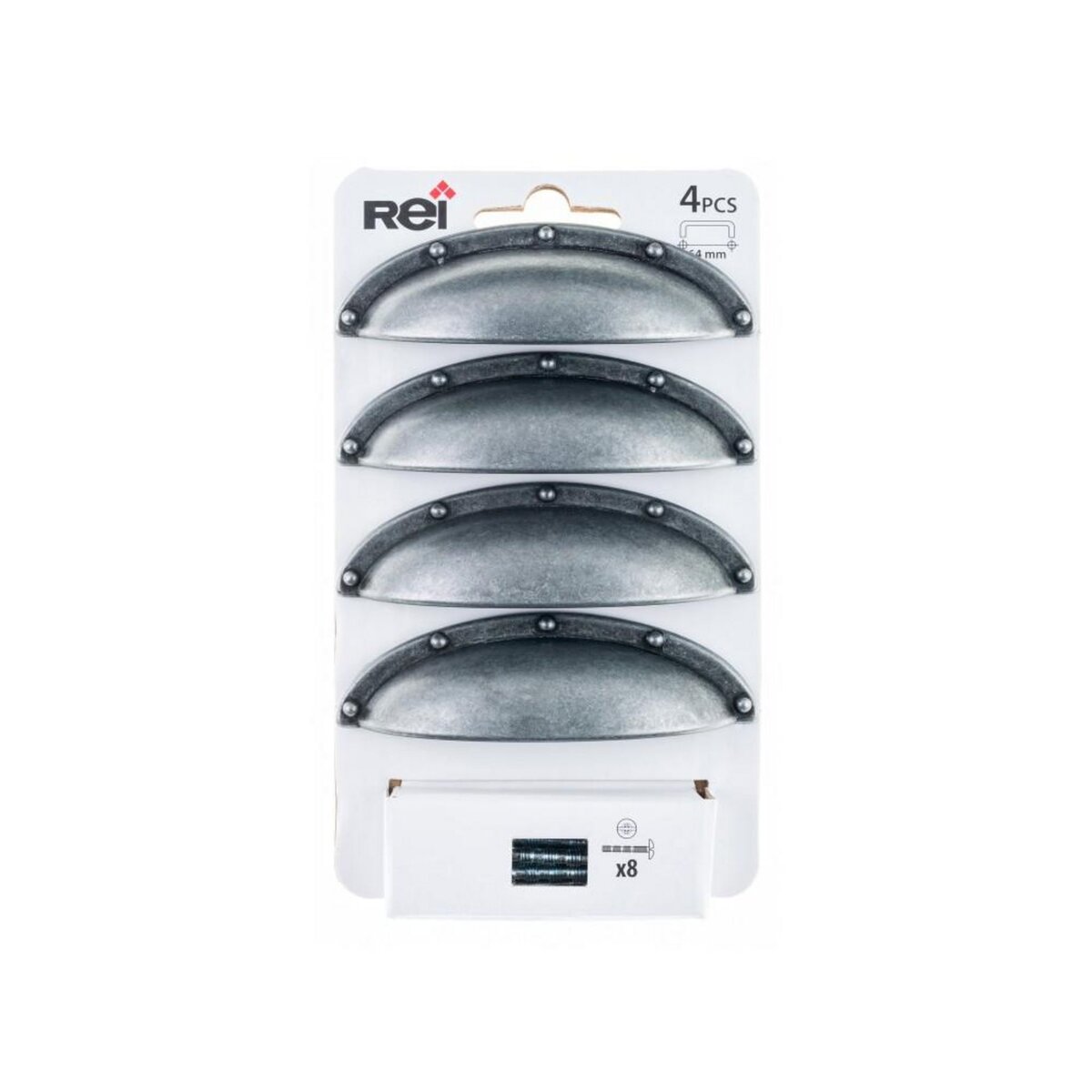 CENTRALE BRICO Lot de 4 poignées de meuble entraxe 64 mm zamak vieilli