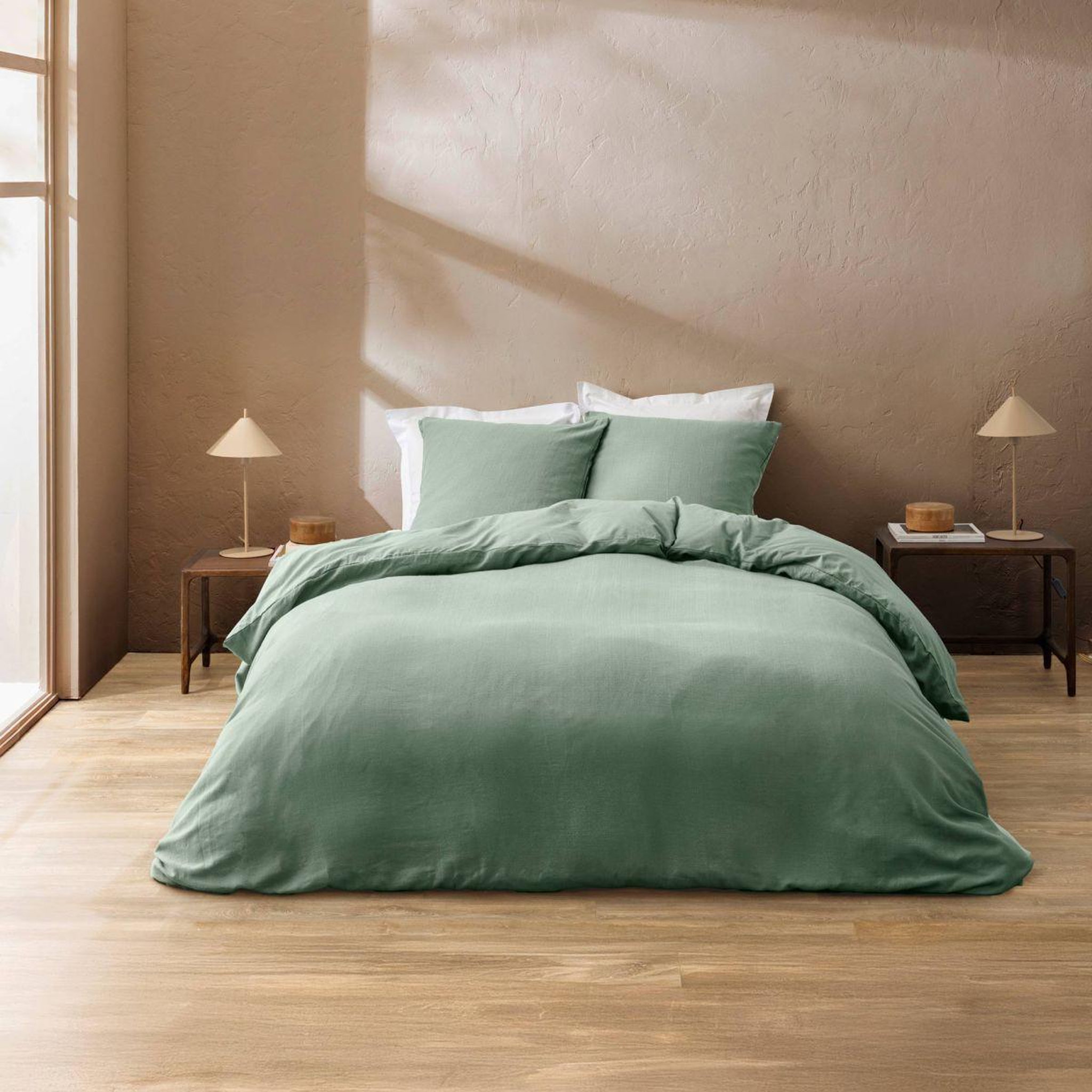 Douceur d'Intérieur Parure de lit 3 pièces  clara  240x220cm vert cèdre