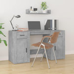VIDAXL Bureau avec armoire gris beton bois d'ingenierie