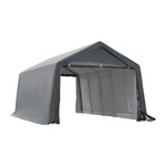 OUTSUNNY Tente garage carport dim. 6L x 3,6l x 2,75H m acier galvanisé robuste PE haute densité 195 g/m² imperméable anti-UV blanc gris