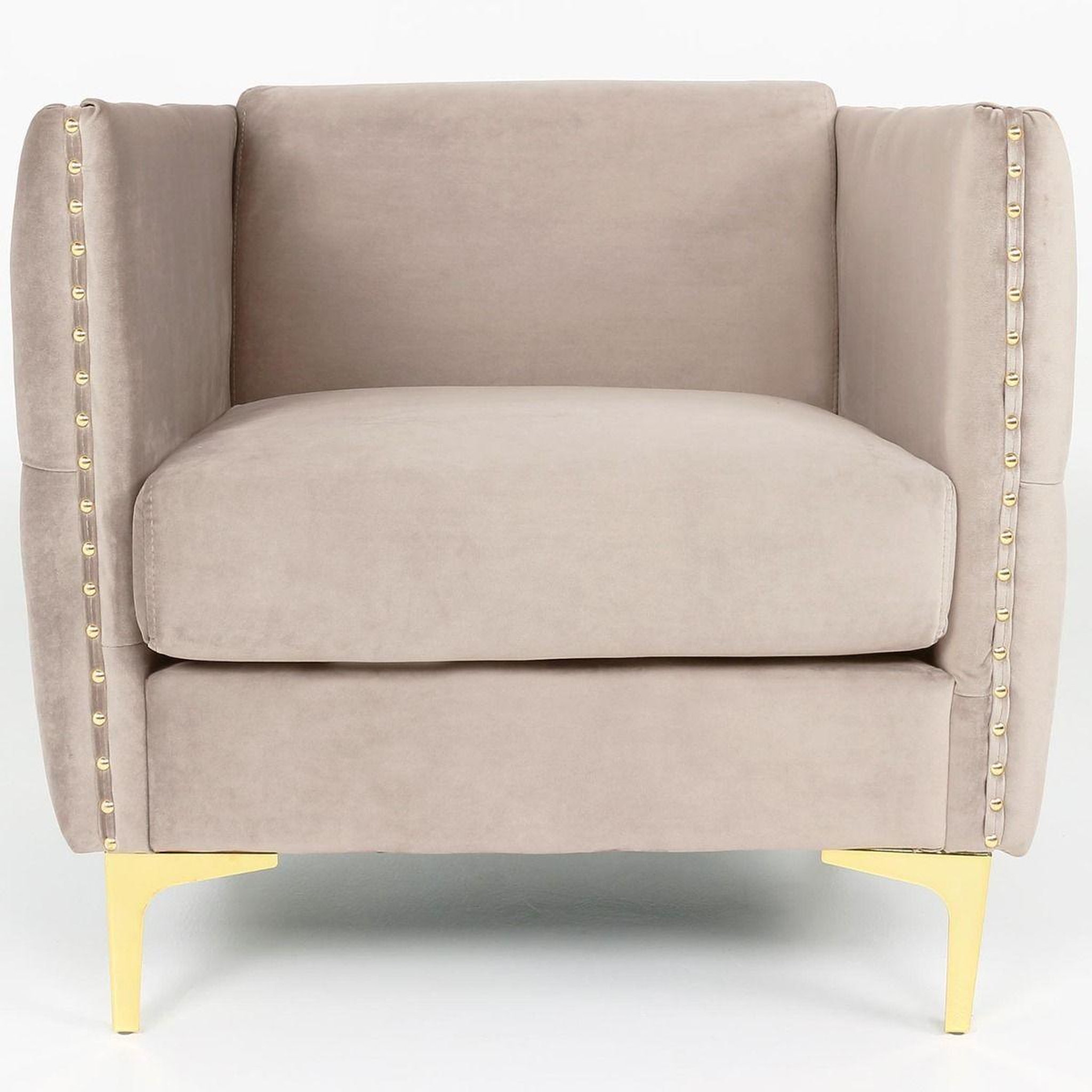 Voir la diapositive 2 : Paris Prix Fauteuil design en velours  suez  83cm taupe
