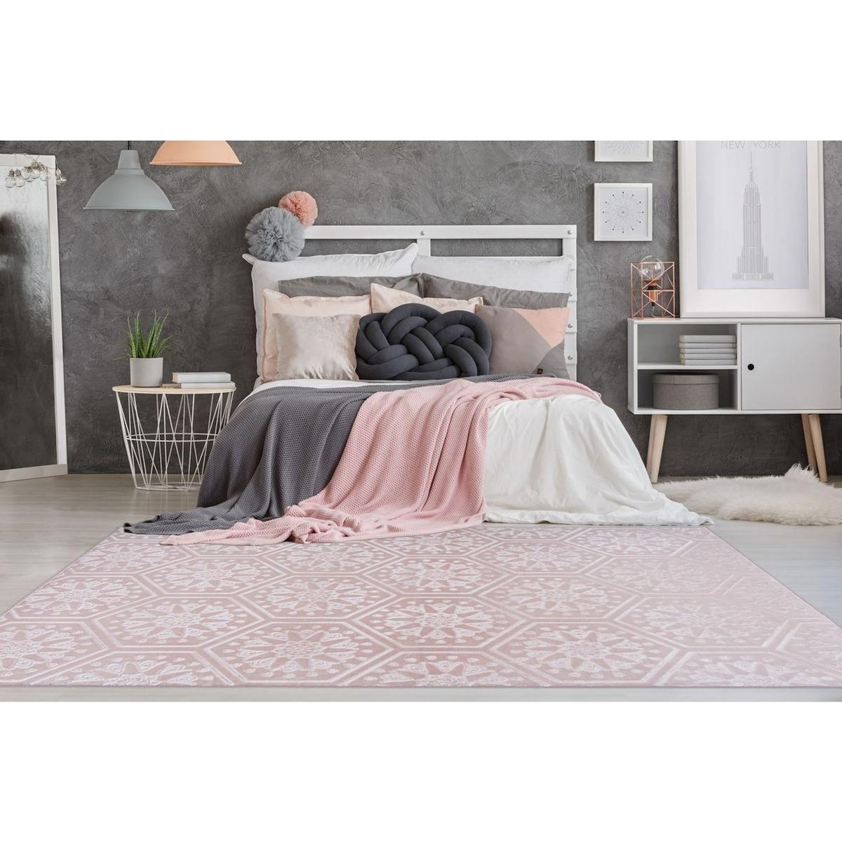 Paris Prix Tapis Moderne Fait Main  Monroe II  Rose