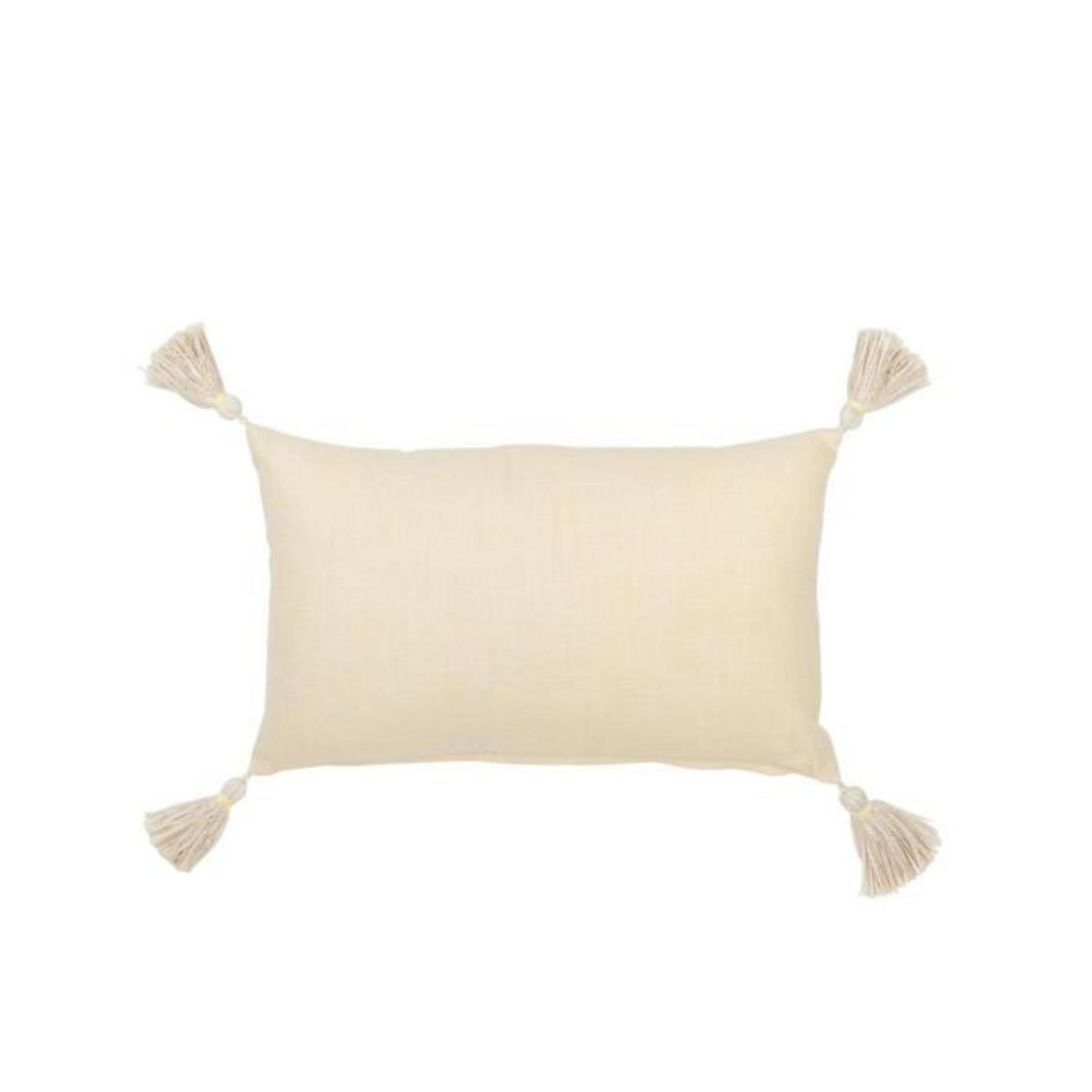 Paris Prix Coussin Déco à Pompons  Champêtre  30x50cm Jaune Clair