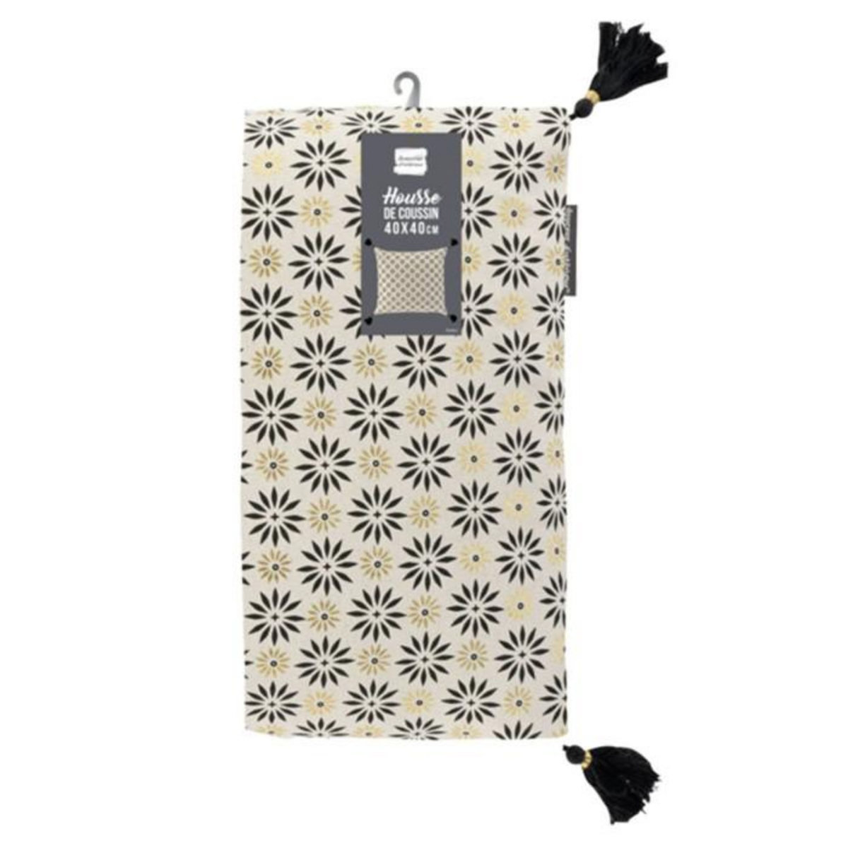 Paris Prix Housse de Coussin à Pompons  Floeor  40x40cm Or