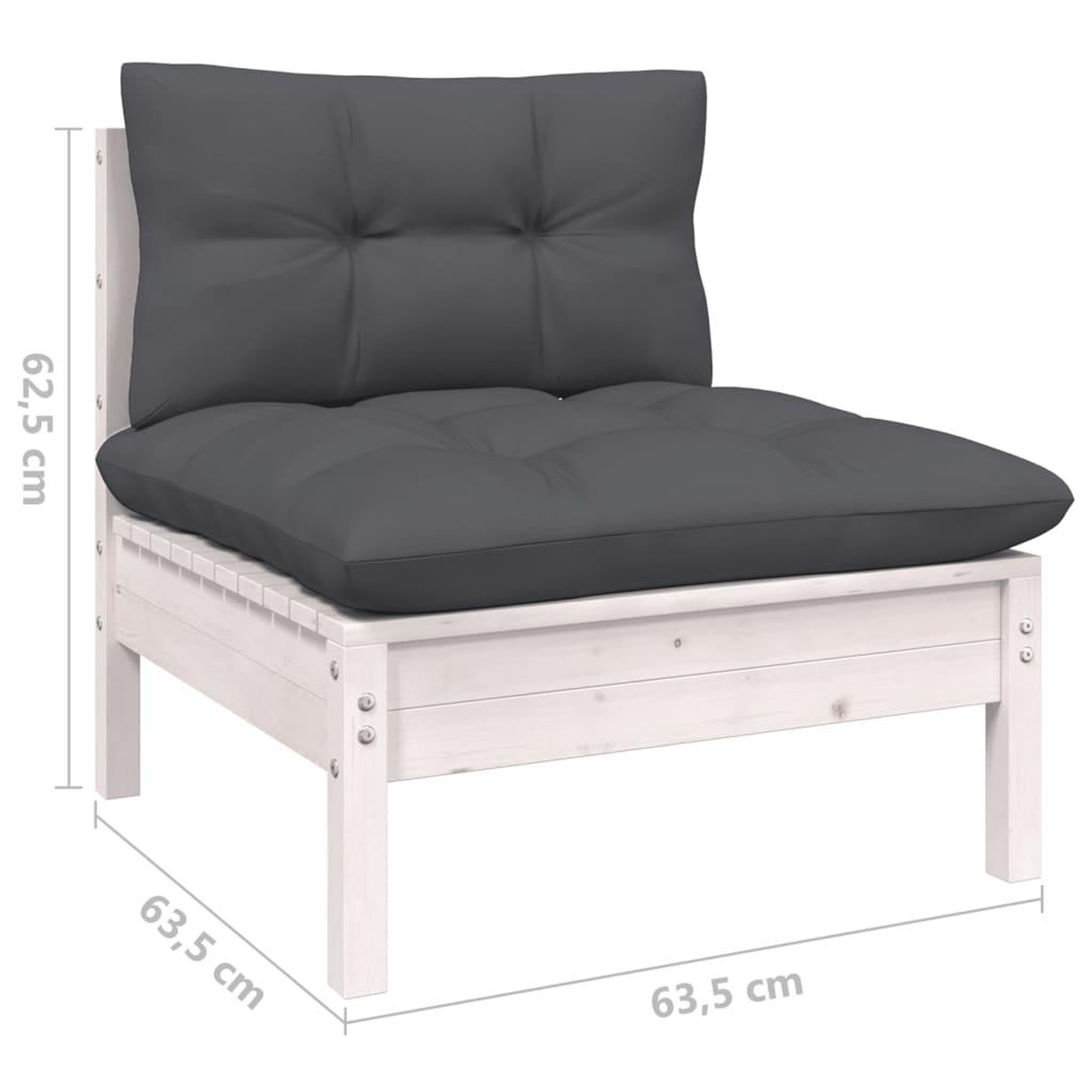 Voir la diapositive 6 : VIDAXL Salon de jardin 14 pcs avec coussins blanc bois de pin solide