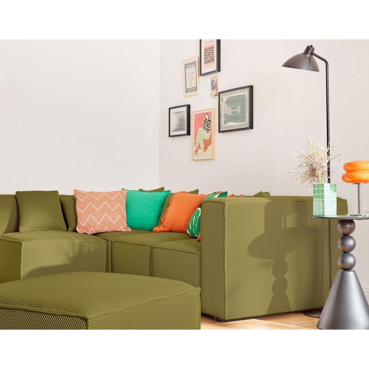 LISA DESIGN Arty - canapé modulable d'angle gauche 5 places - en tissu mailles 3d