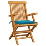 Voir la diapositive 2 : VIDAXL Chaises de jardin et coussins bleu lot de 4 Bois de teck massif
