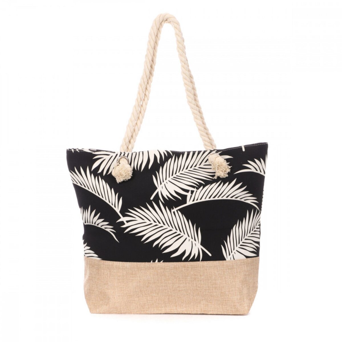 Sac de Plage Noir Blanc Palmier Bi mati re pas cher Auchan