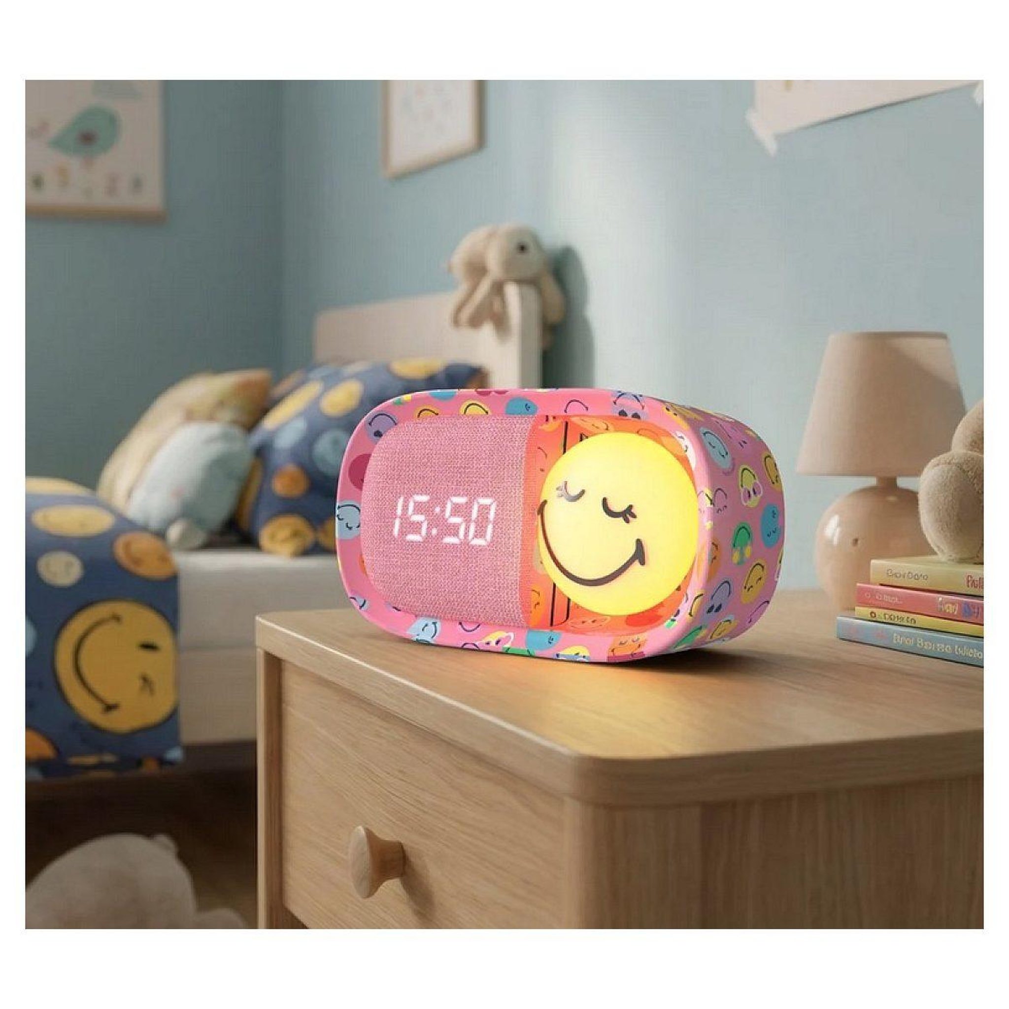 Voir la diapositive 3 : MOBILITY ON BOARD Réveil veilleuse Mob Smiley Rose