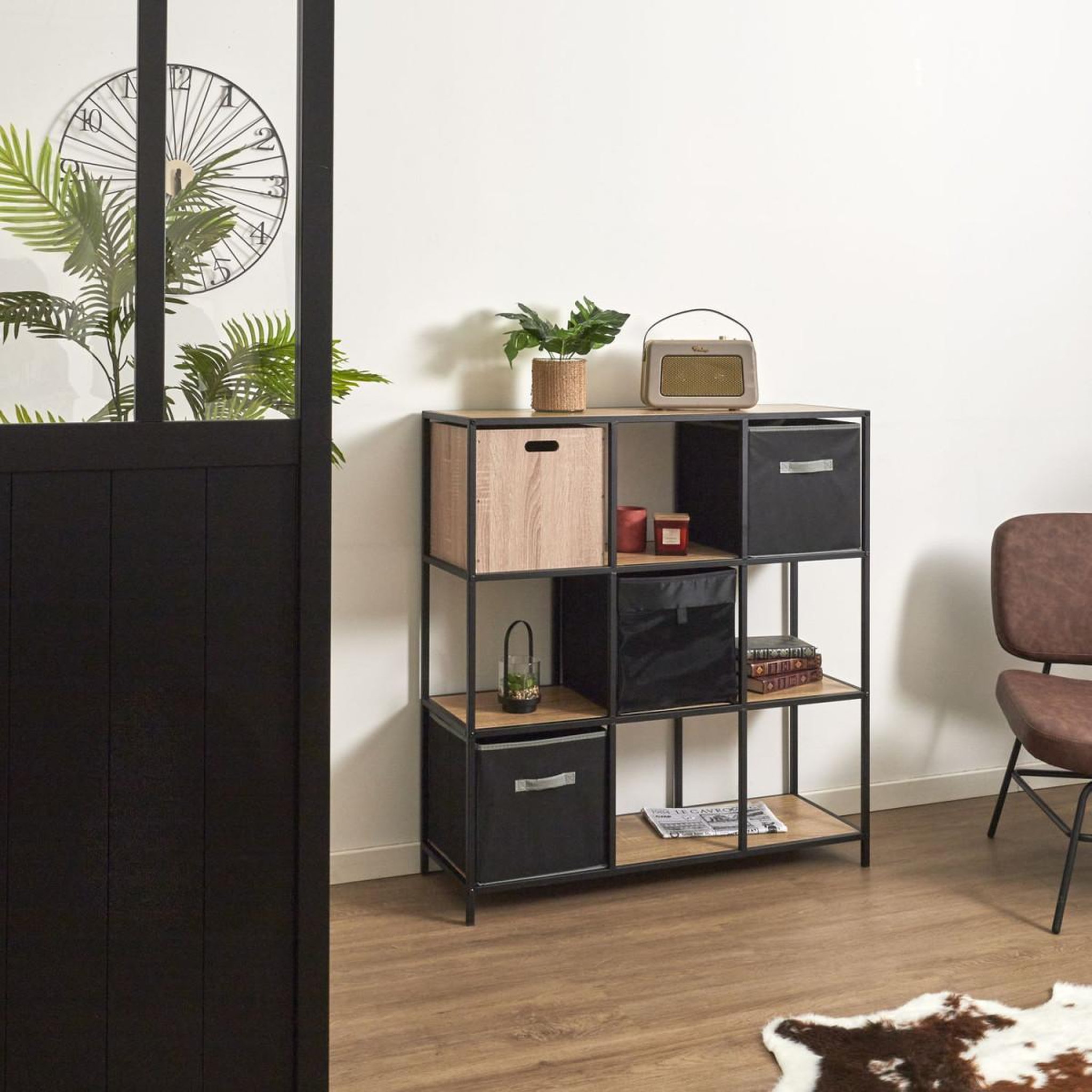 Voir la diapositive 6 : The Home Deco Factory Étagère modulable 9 cases  loka  105cm naturel