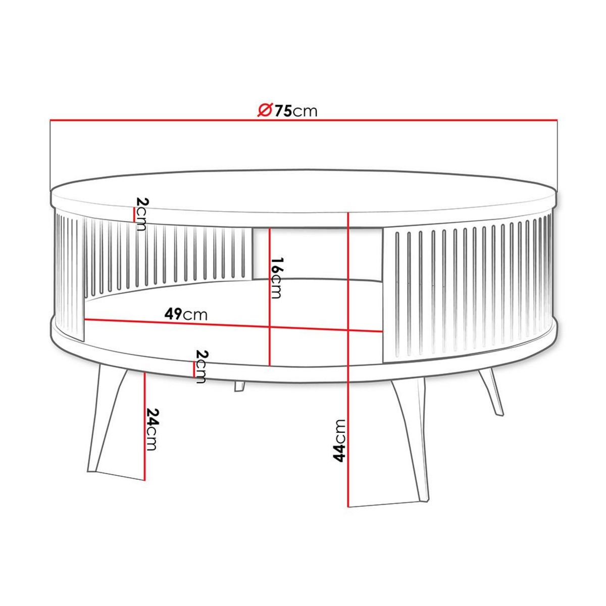 BEST MOBILIER Forini - table basse ronde - effet marbre noir - 75 cm