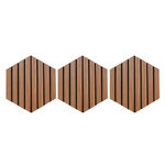 ATMOSPHERA Lot de 3 Panneaux Déco Hexagonal  Colva  30x26cm Marron