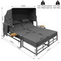 Voir la diapositive 3 : MERAX Bain de soleil 2 places en Métal avec auvent pliable, table incluse, coussins, gris