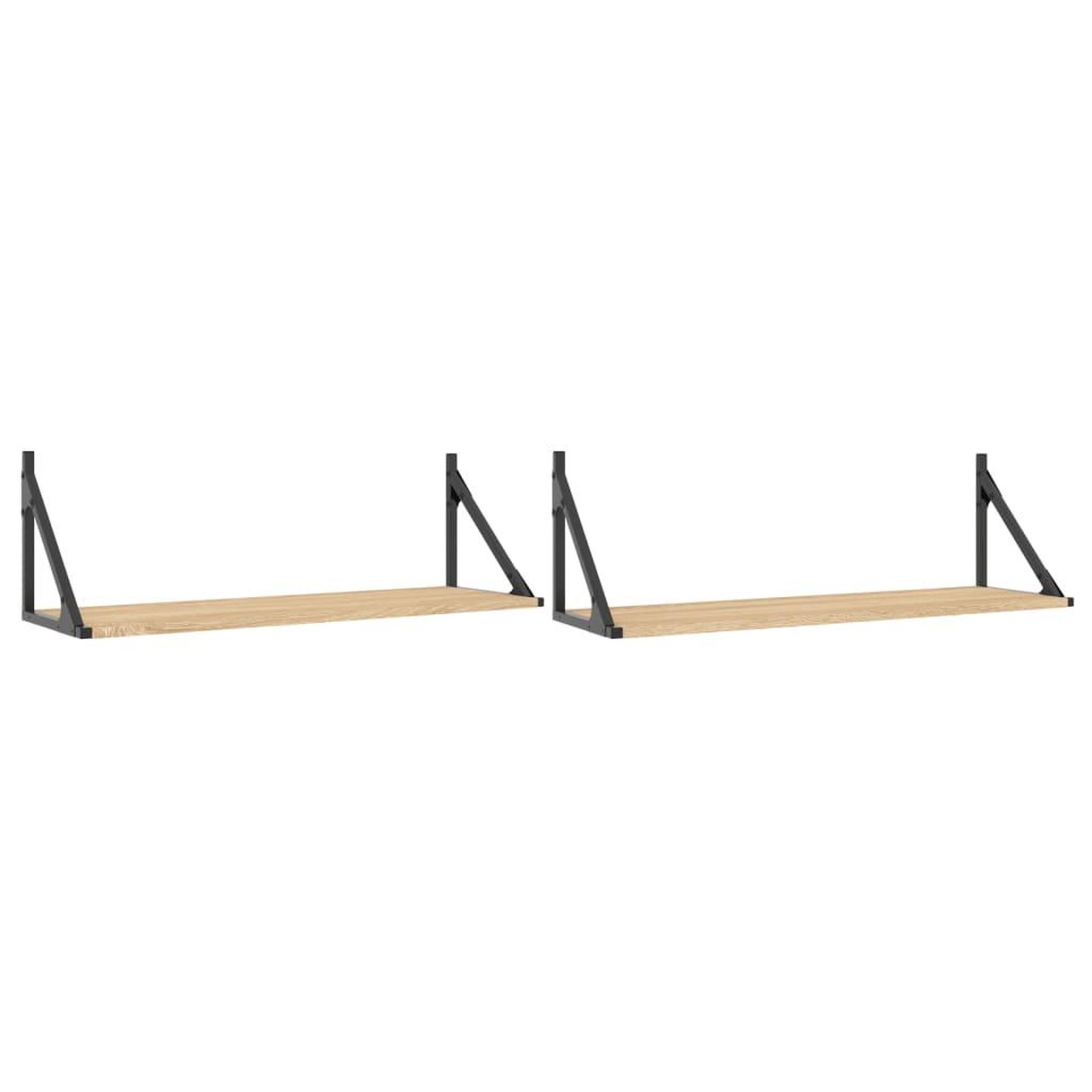 Voir la diapositive 2 : VIDAXL Etageres murales 2 pcs chene sonoma 80x25x25,5 cm
