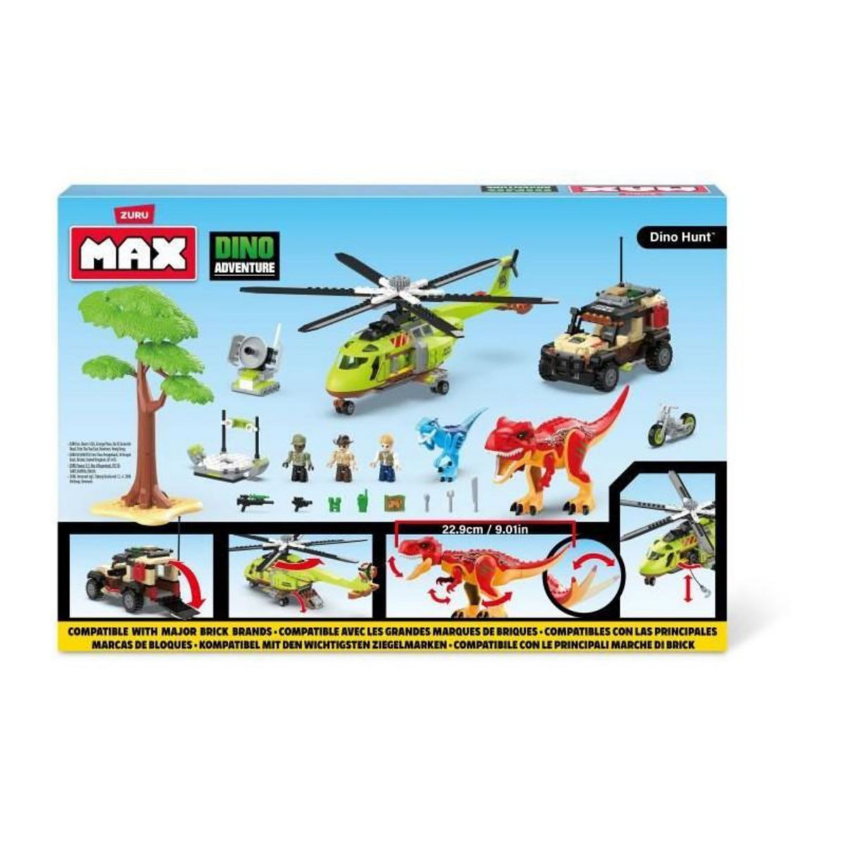 ZURU Set de Construction - ZURU - Dino Adventure Dino Hunt (592 pieces) - Aventure préhistorique avec dinosaures et véhicules