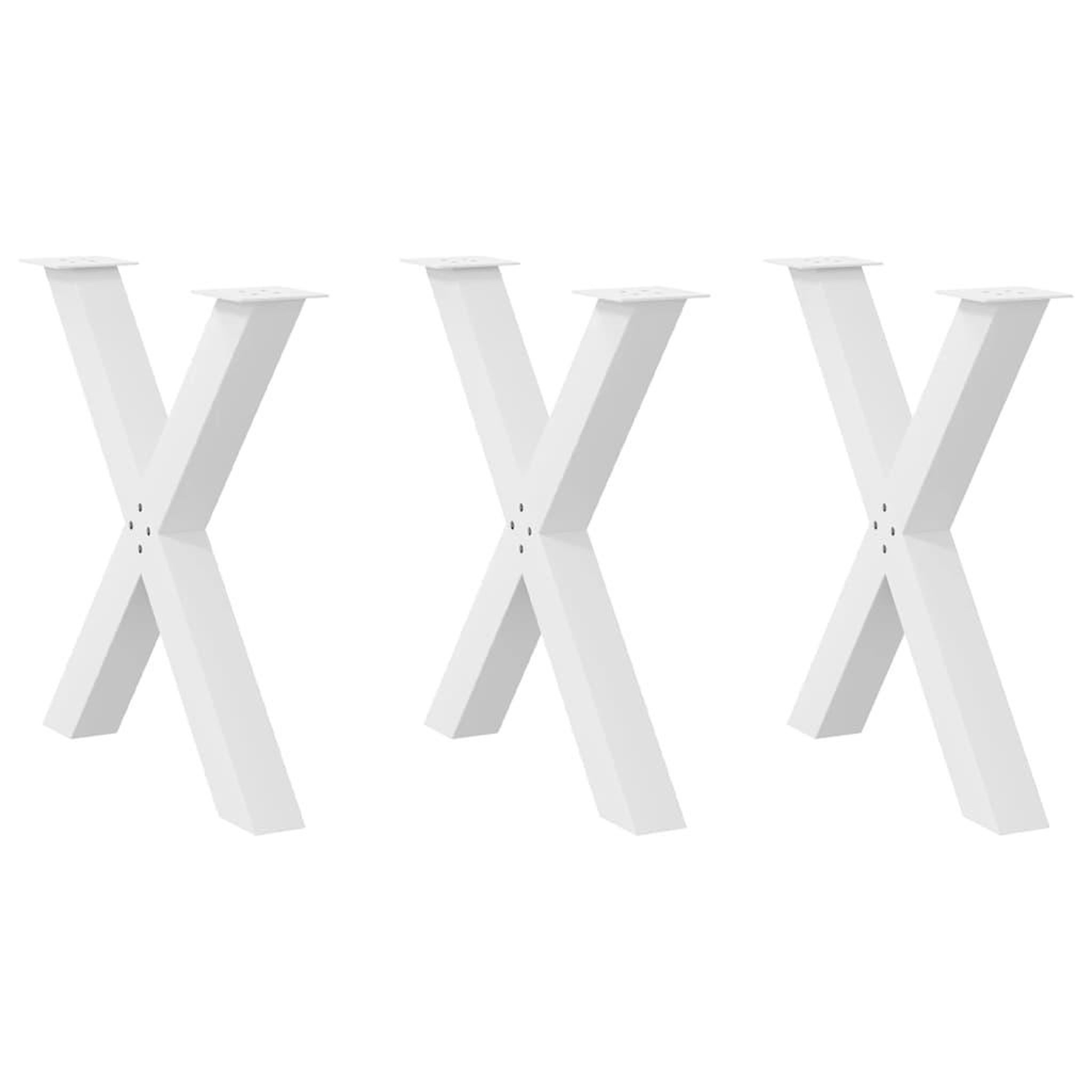 VIDAXL Pieds de table a manger forme de X 3 pcs blanc 70x(72-73) cm