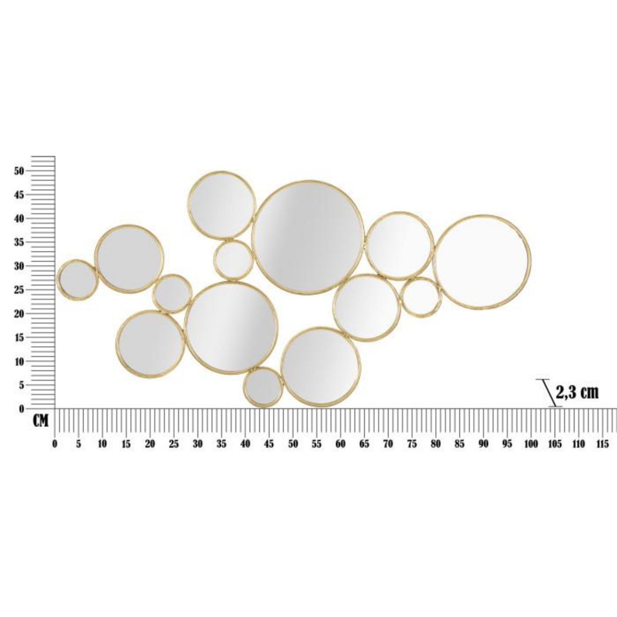 Paris Prix Décoration Murale en Métal  Miroirs Ronds  100cm Or