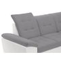 Voir la diapositive 9 : Canapé d'angle gauche convertible avec coffre et repose tête réglable en tissu gris + pu  blanc RECITAL