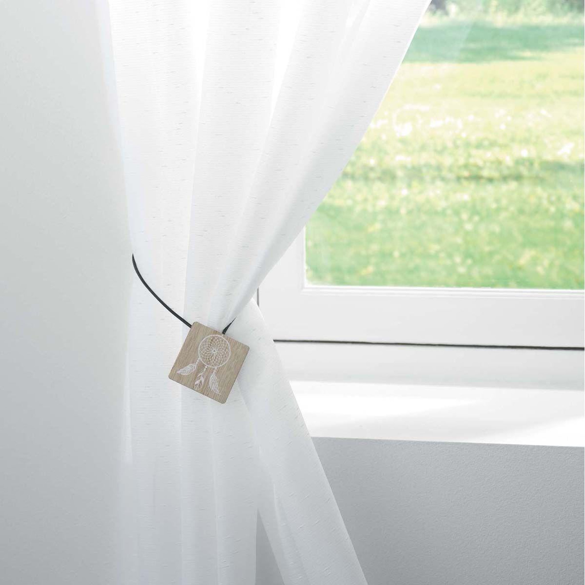 Voir la diapositive 2 : Douceur d'Intérieur Embrasse de rideau aimantée  hope  43cm blanc